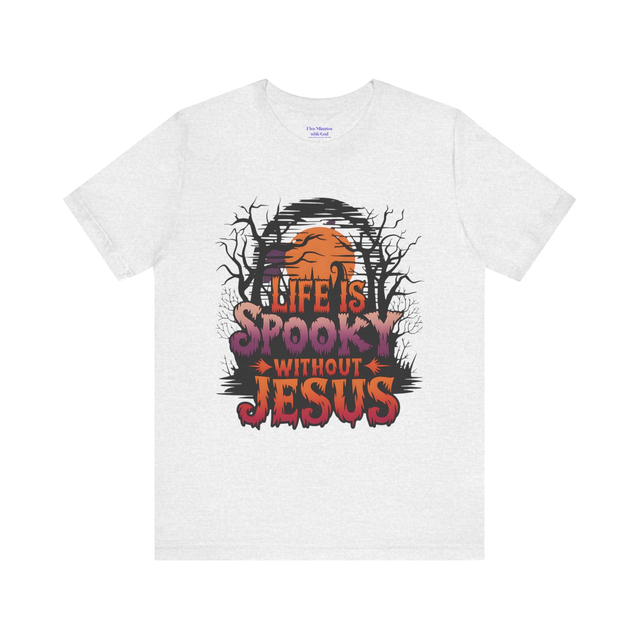 Spooky Jesus Tee - Short Sleeve Unisex Jersey Shirt, Halloween Apparel, Faith-Based Gift, Casual Wear, Everyday Comfort
