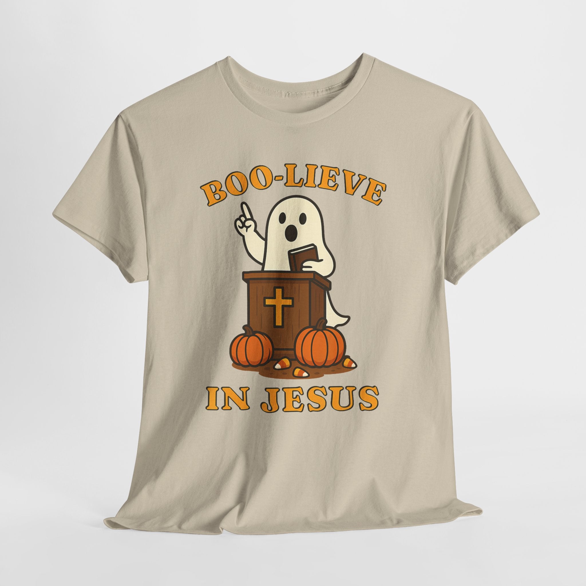 Boo-Lieve in Jesus Tee, Halloween Shirt, Unisex Cotton Tee, Fall Fashion, Religious T-Shirt, Spooky Season Apparel