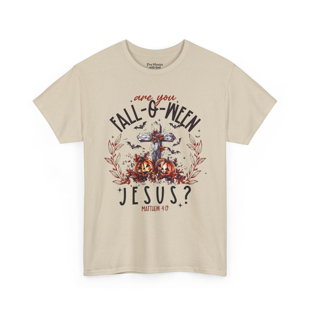 Fall-O-Ween Jesus Unisex Heavy Cotton Tee, Halloween Shirt, Christian T-Shirt, Autumn Apparel, Gift for Him/Her