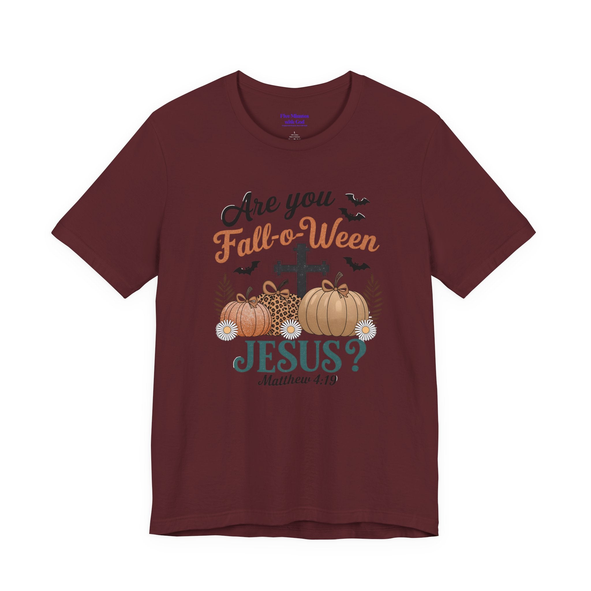 Fall-themed Christian Tee, Are You Fall-o-Ween Jesus?, Unisex Halloween Shirt, Autumn Faith T-Shirt, Pumpkin Design Top