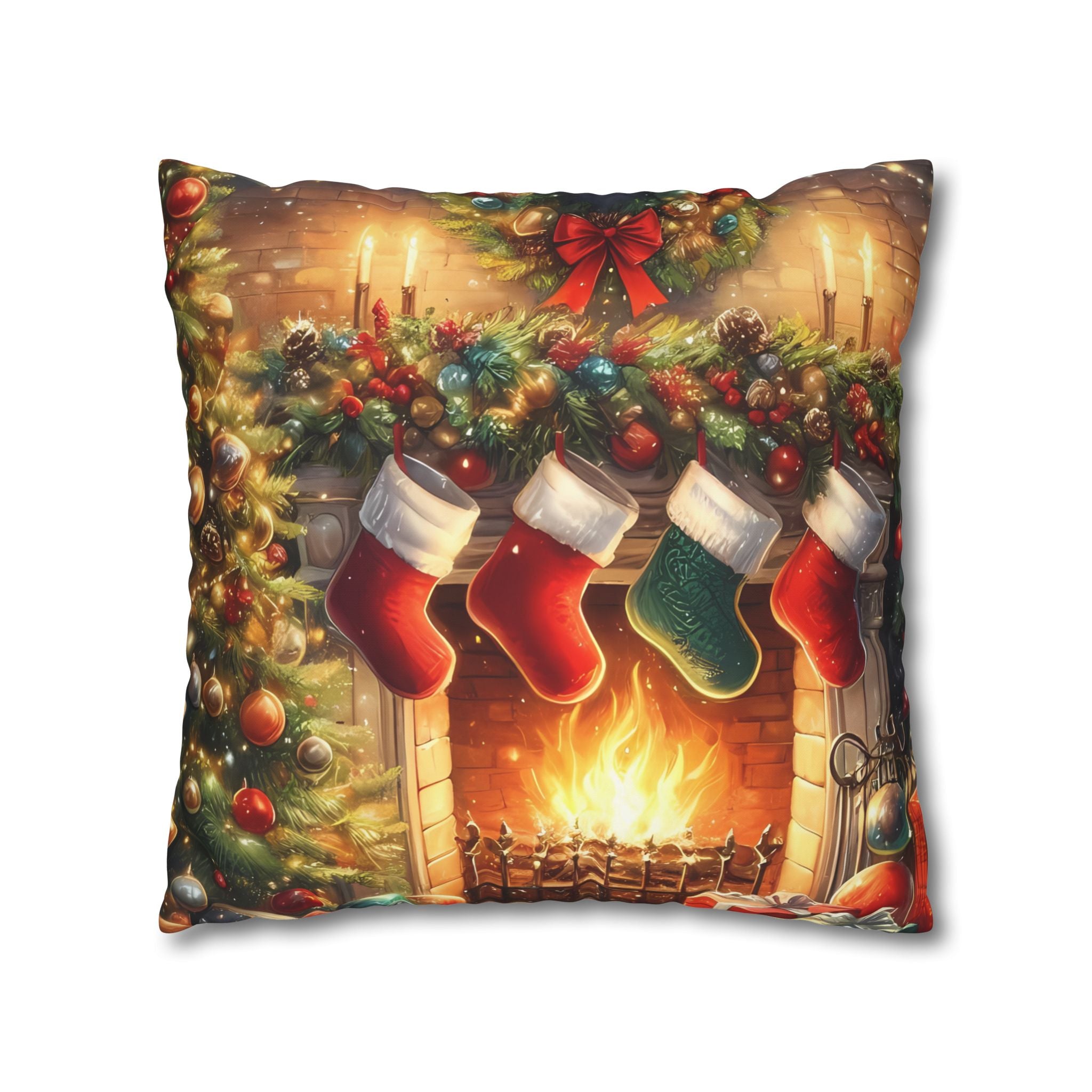Christmas Stockings Decorative Pillow Cover, Cozy Holiday Home Decor, Festive Cushion for Winter, Gift for Friends & Family