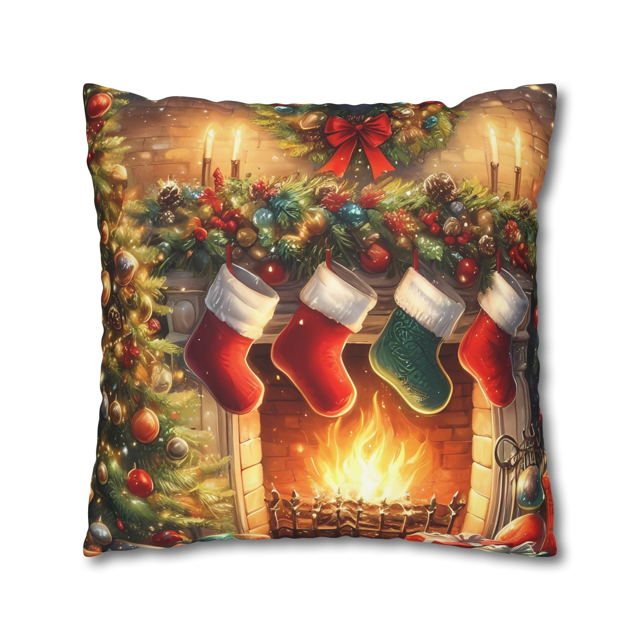 Christmas Stockings Decorative Pillow Cover, Cozy Holiday Home Decor, Festive Cushion for Winter, Gift for Friends & Family