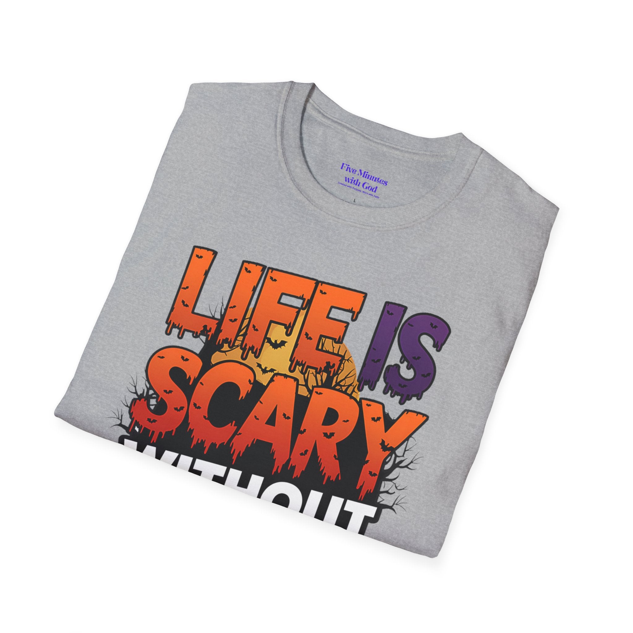 Unisex Softstyle Graphic Tee - Life is Scary Without Jesus, Faith Shirt, Christian T-Shirt, Inspirational Gift, Religious Apparel, [...]