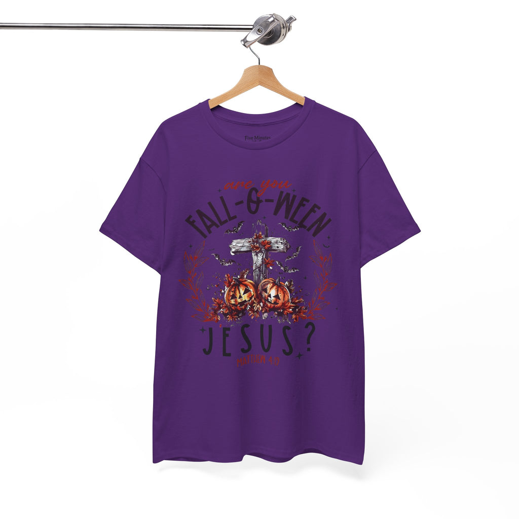 Fall-O-Ween Jesus Unisex Heavy Cotton Tee, Halloween Shirt, Christian T-Shirt, Autumn Apparel, Gift for Him/Her