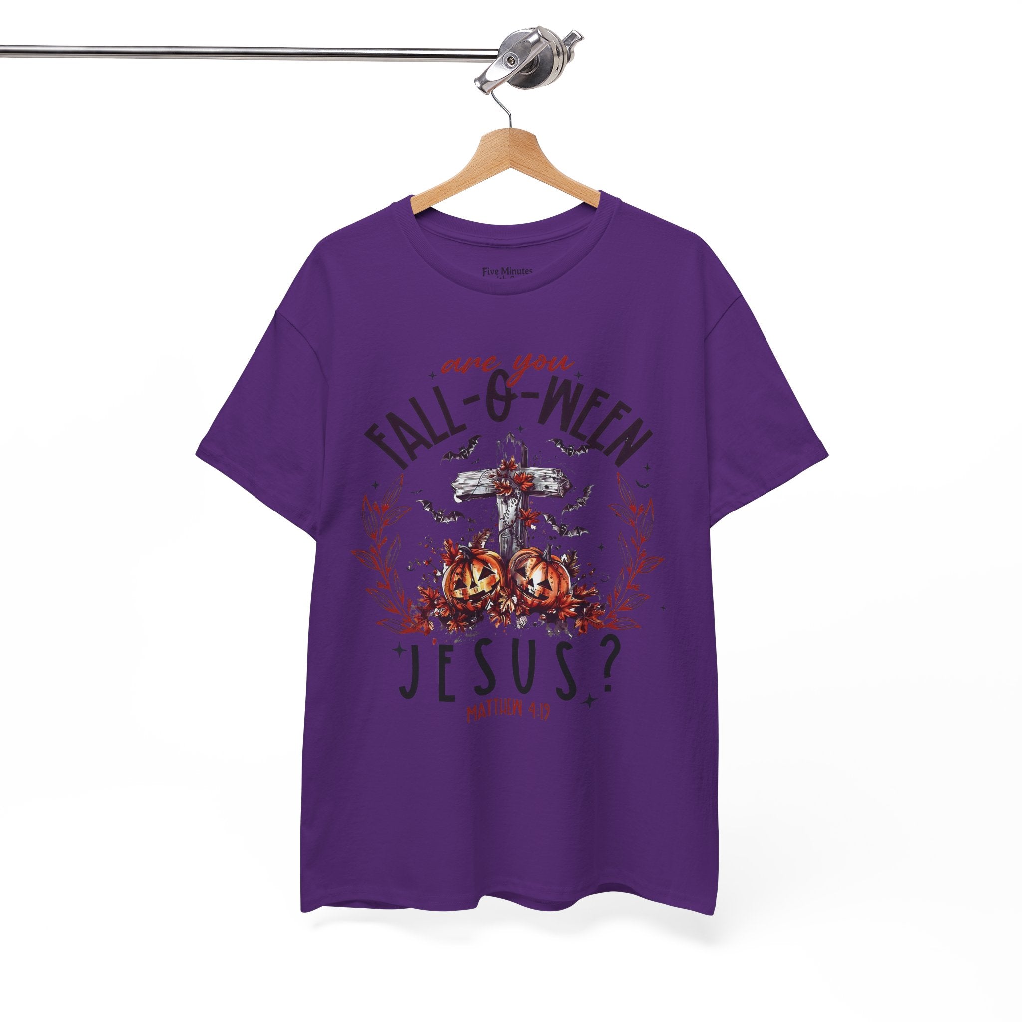 Fall-O-Ween Jesus Unisex Heavy Cotton Tee, Halloween Shirt, Christian T-Shirt, Autumn Apparel, Gift for Him/Her