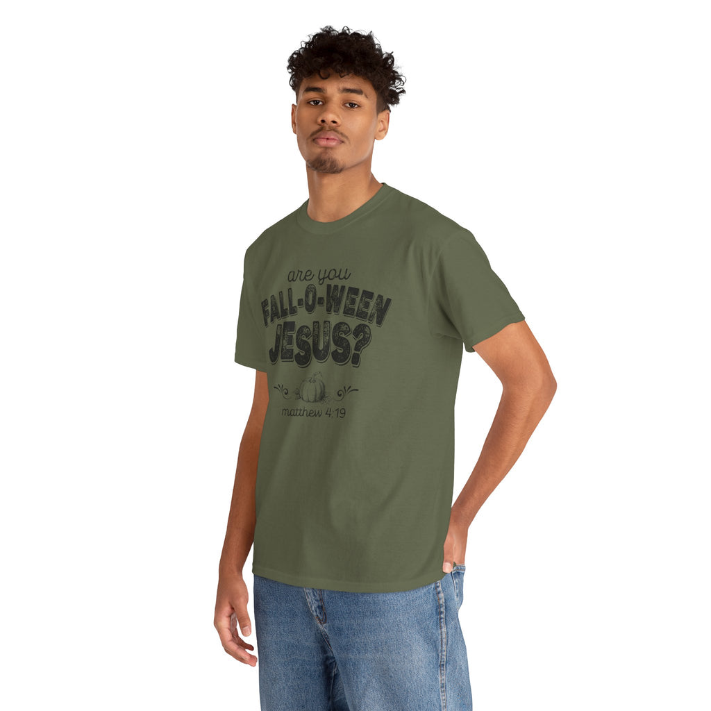 Fall-Themed Tee, Are You Fall-O-Ween Jesus, Unisex Cotton Shirt, Funny Fall Apparel, Halloween T-Shirt, Thanksgiving Gift Ideas