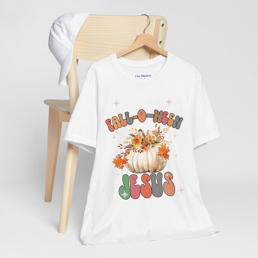 Fall-Themed Jesus Tee, Unisex Jersey T-Shirt, Cozy Autumn Apparel, Thanksgiving Gift, Fall Celebration Shirt, Christian Fashion