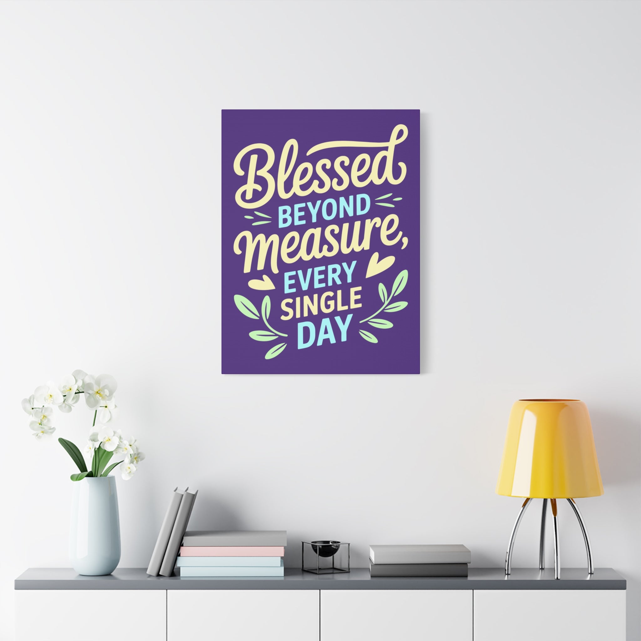 Purple Inspirational Wall Art, Blessed Beyond Measure Canvas, Uplifting Home Decor, Positive Quote Artwork, Gift for Friends & Family