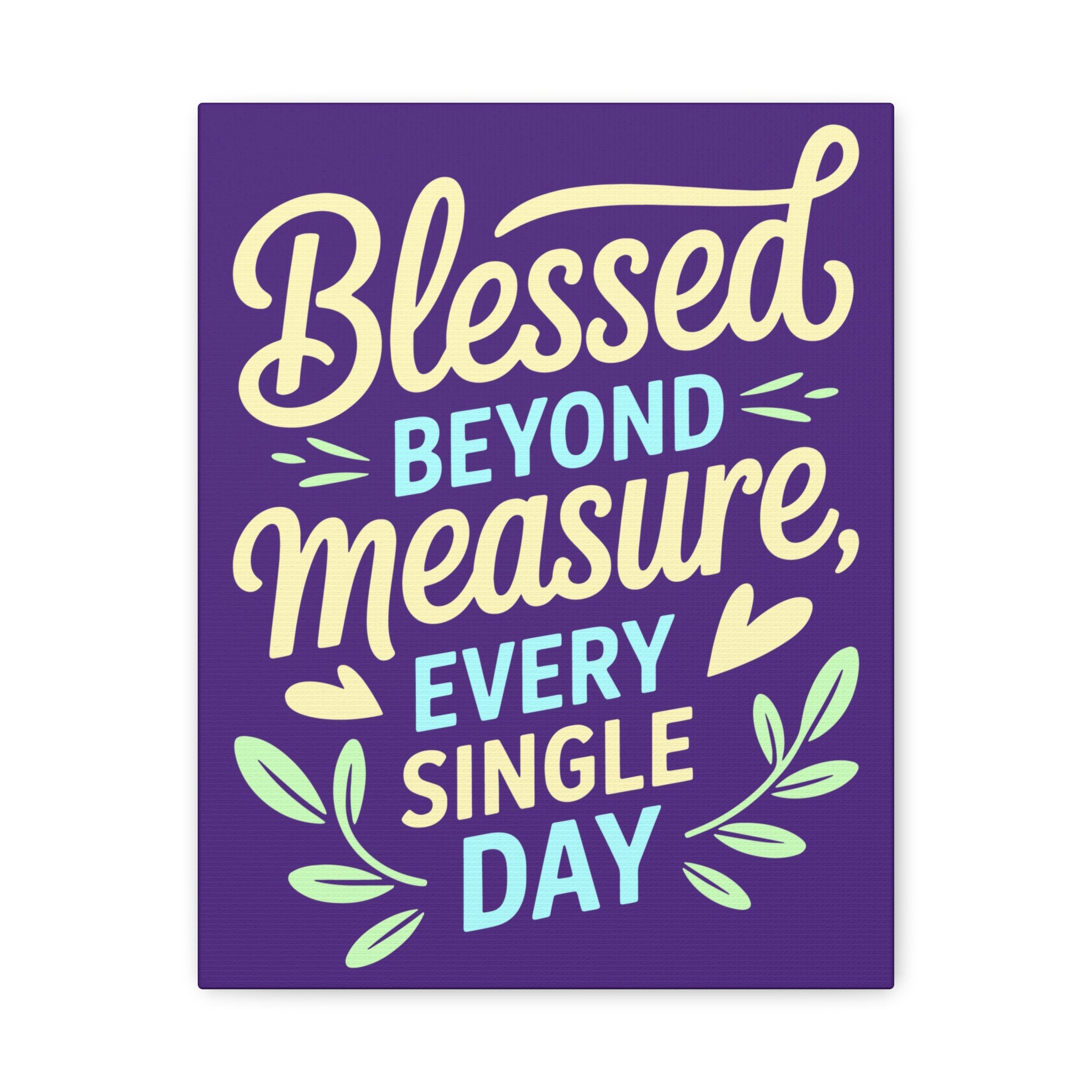 Purple Inspirational Wall Art, Blessed Beyond Measure Canvas, Uplifting Home Decor, Positive Quote Artwork, Gift for Friends & Family