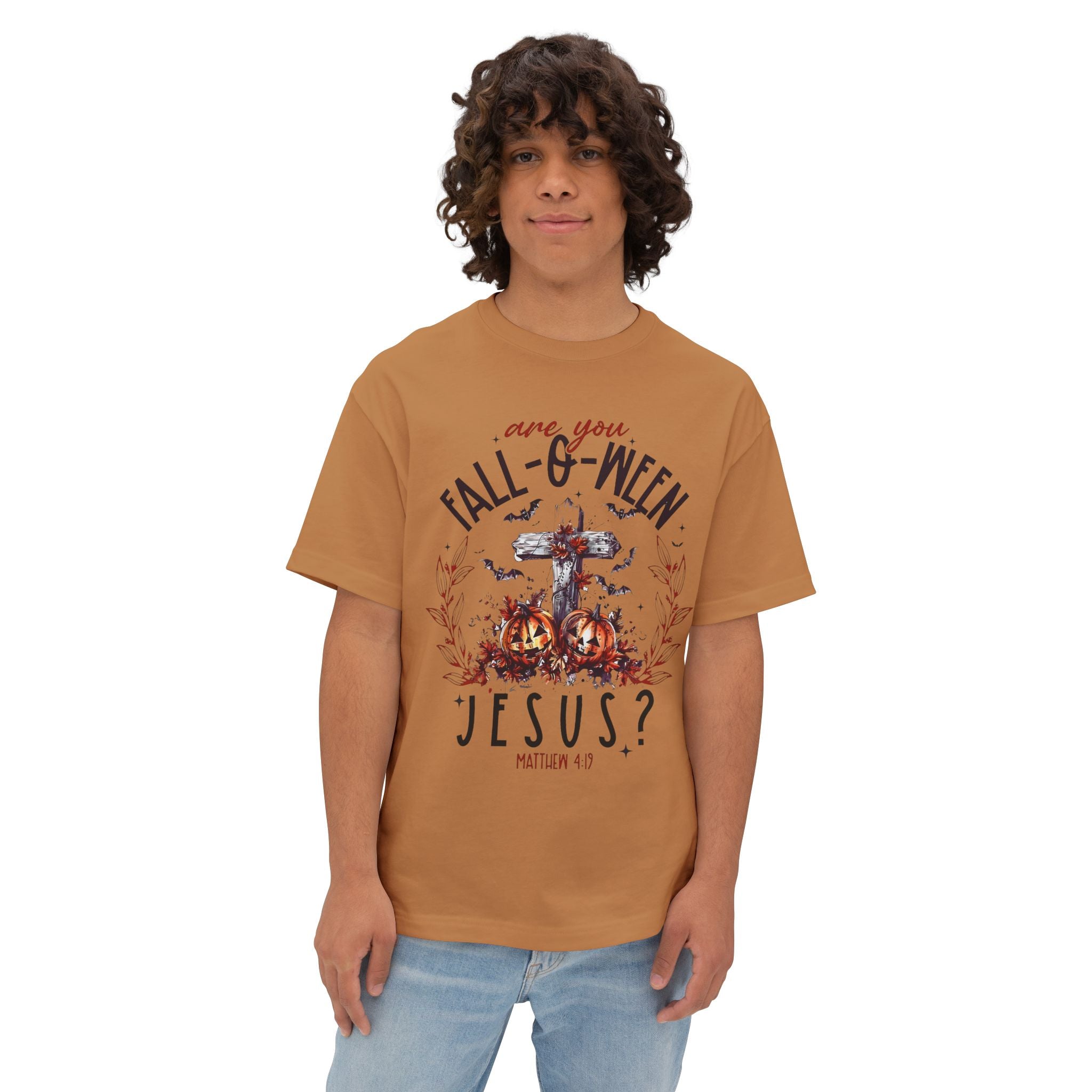 Fall-O-Ween Jesus Boxy Tee, Oversized T-Shirt for Halloween, Unisex, Funny Christian Tee, Casual Fall Wear, Unique Gift Idea