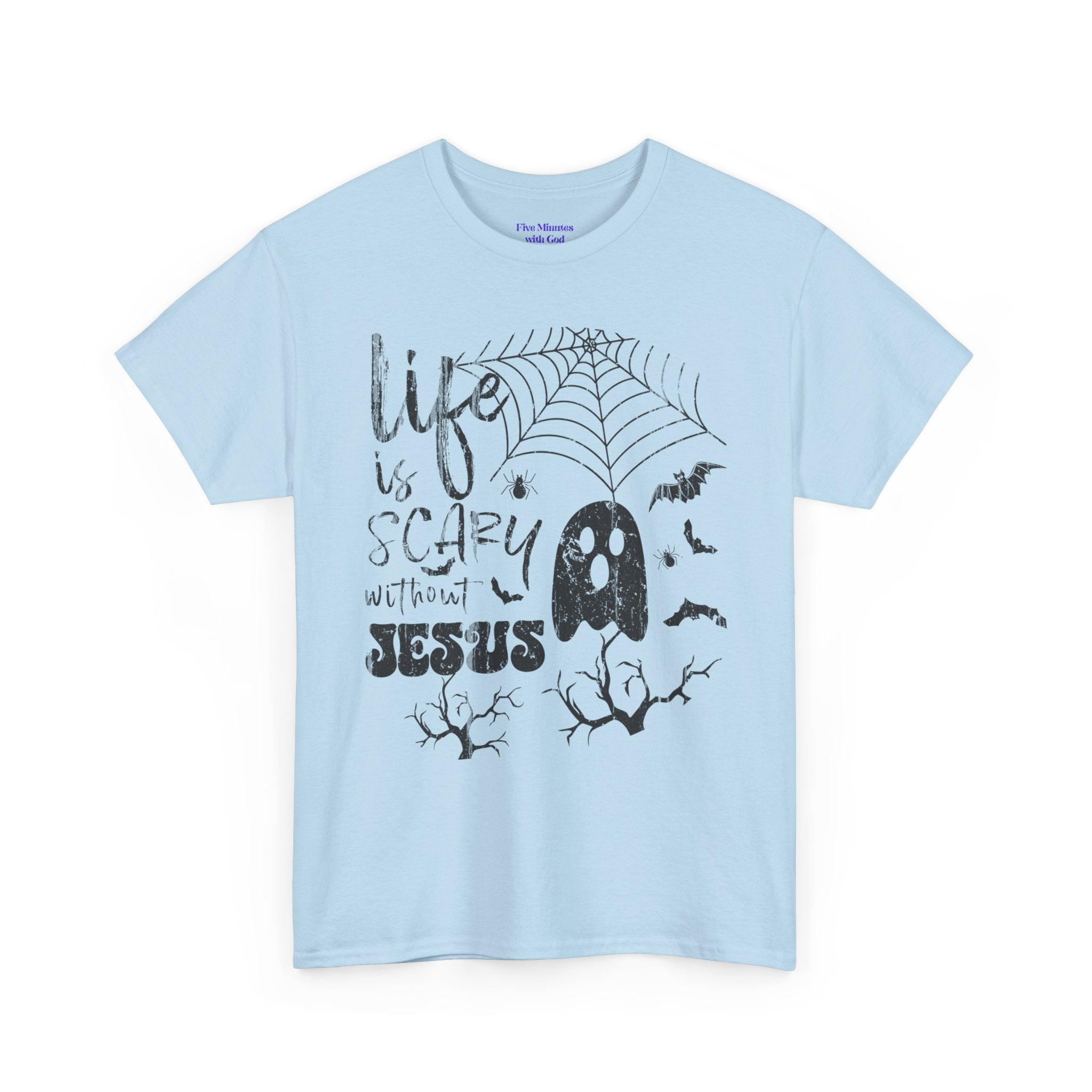 Halloween Ghost Tee: Life is Scary Without Jesus, Unisex Heavy Cotton T-Shirt, Halloween Shirt, Faith-Based Apparel, Cute Ghost Tee, [...]