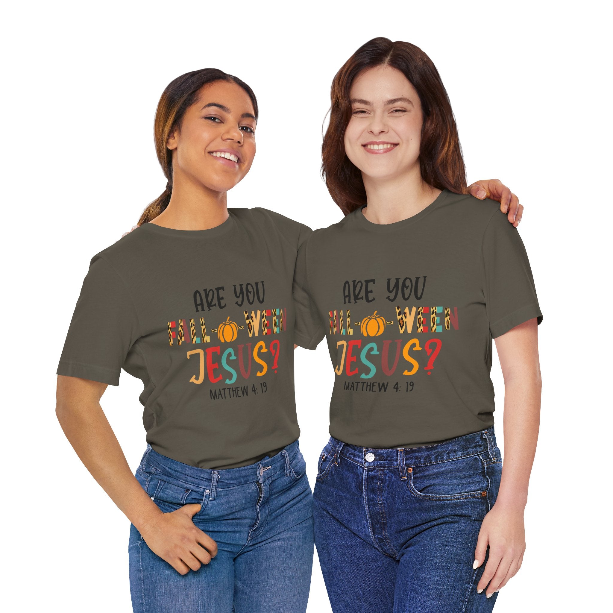 Fall-Themed Jesus Tee | Unisex Jersey Short Sleeve T-Shirt, Halloween Church Wear, Faith-Based Gift, Cozy Casual Top