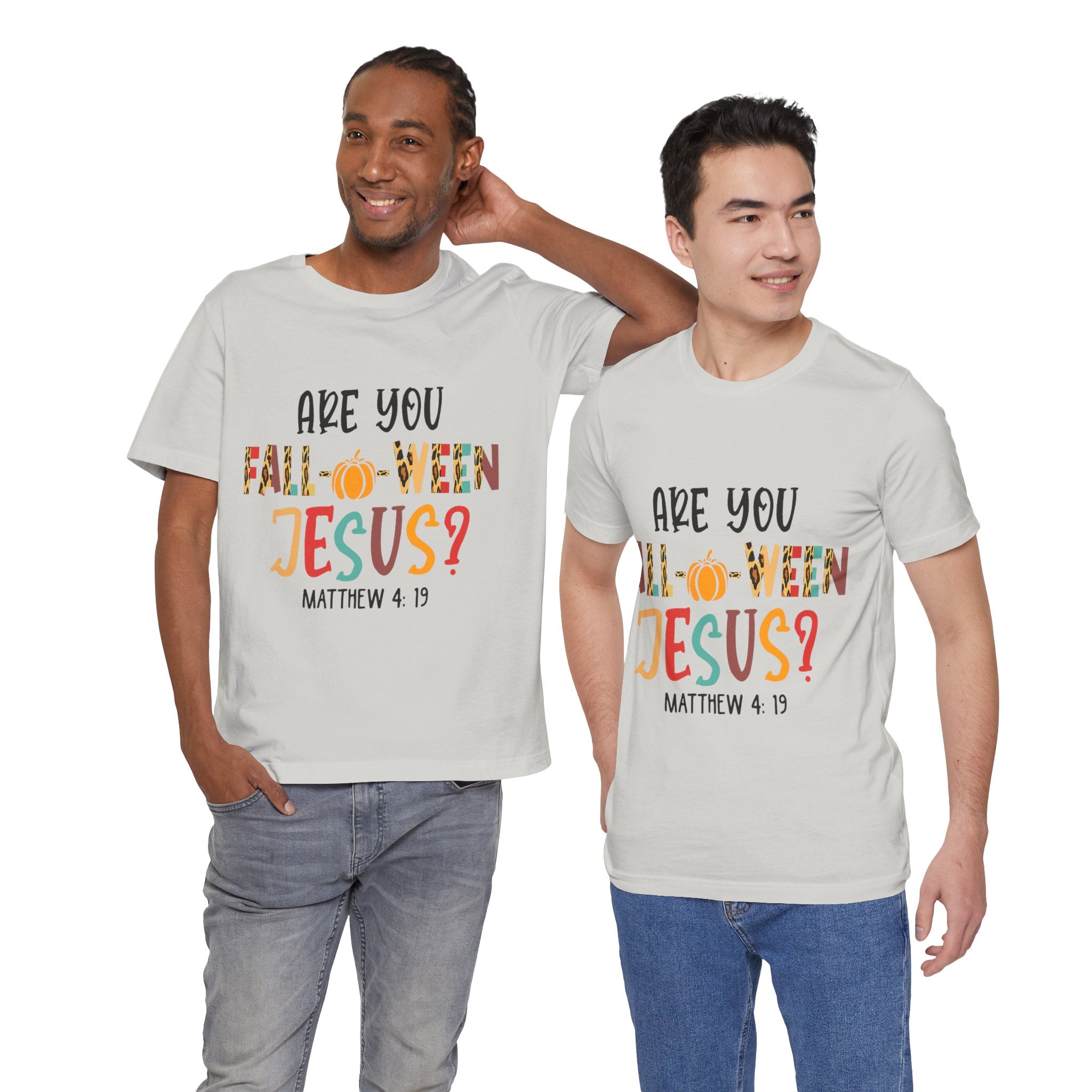 Fall-Themed Jesus Tee | Unisex Jersey Short Sleeve T-Shirt, Halloween Church Wear, Faith-Based Gift, Cozy Casual Top