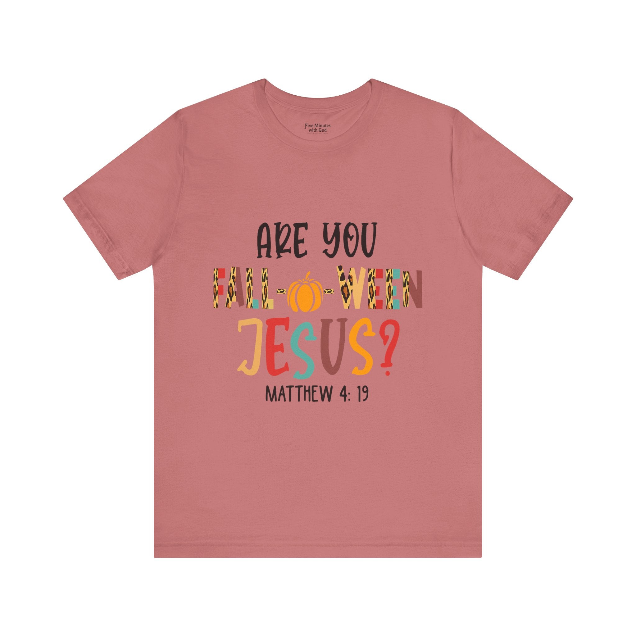 Fall-Themed Jesus Tee | Unisex Jersey Short Sleeve T-Shirt, Halloween Church Wear, Faith-Based Gift, Cozy Casual Top