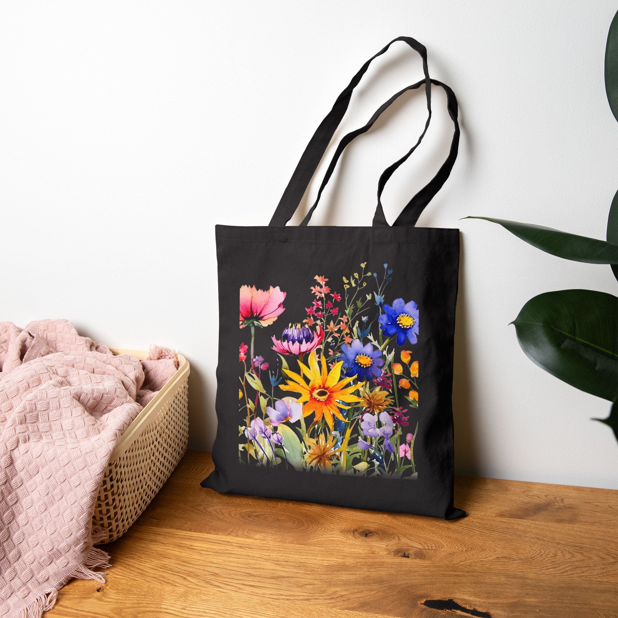 Floral Cotton Canvas Tote Bag, Eco-Friendly Shopping Bag, Reusable Tote for Beach, Grocery, Gifts, Spring Floral Design