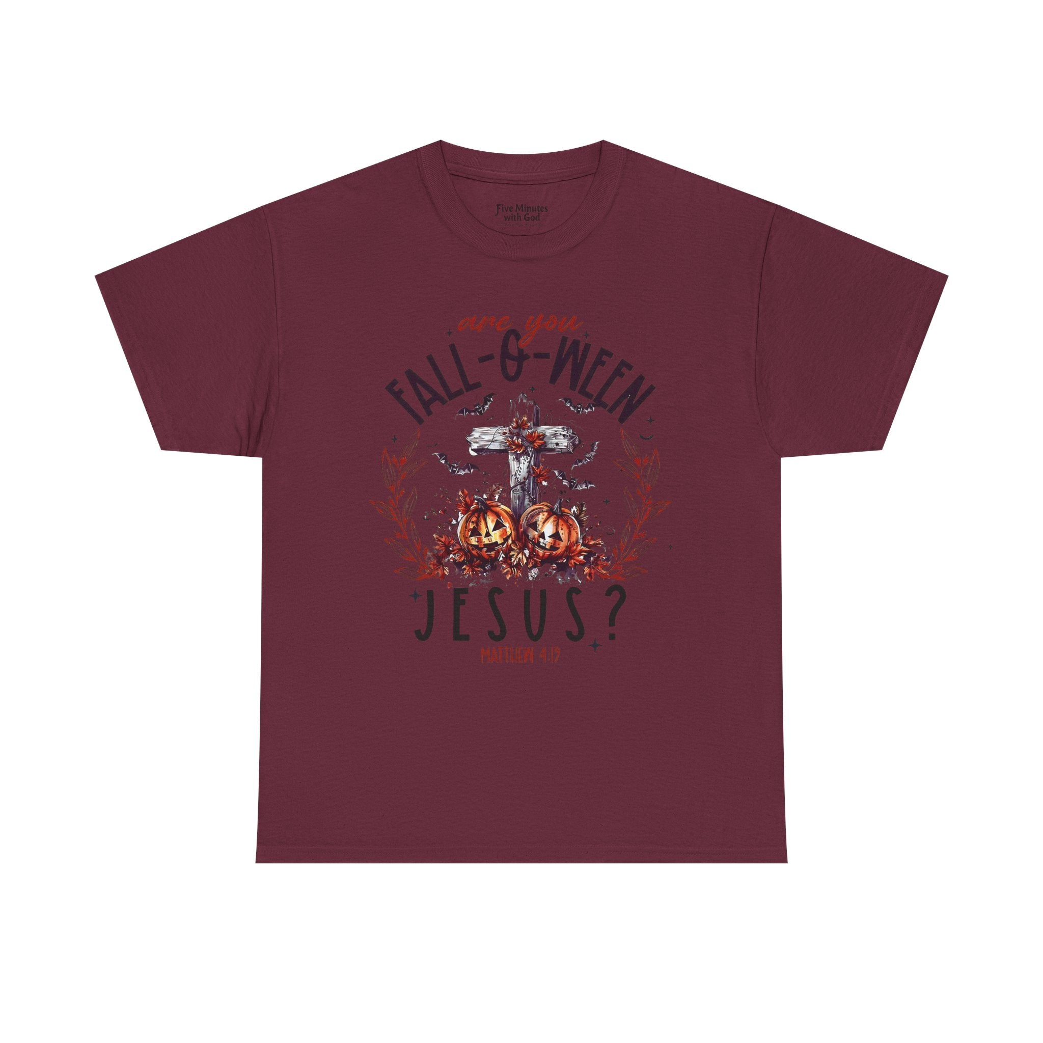 Fall-O-Ween Jesus Unisex Heavy Cotton Tee, Halloween Shirt, Christian T-Shirt, Autumn Apparel, Gift for Him/Her