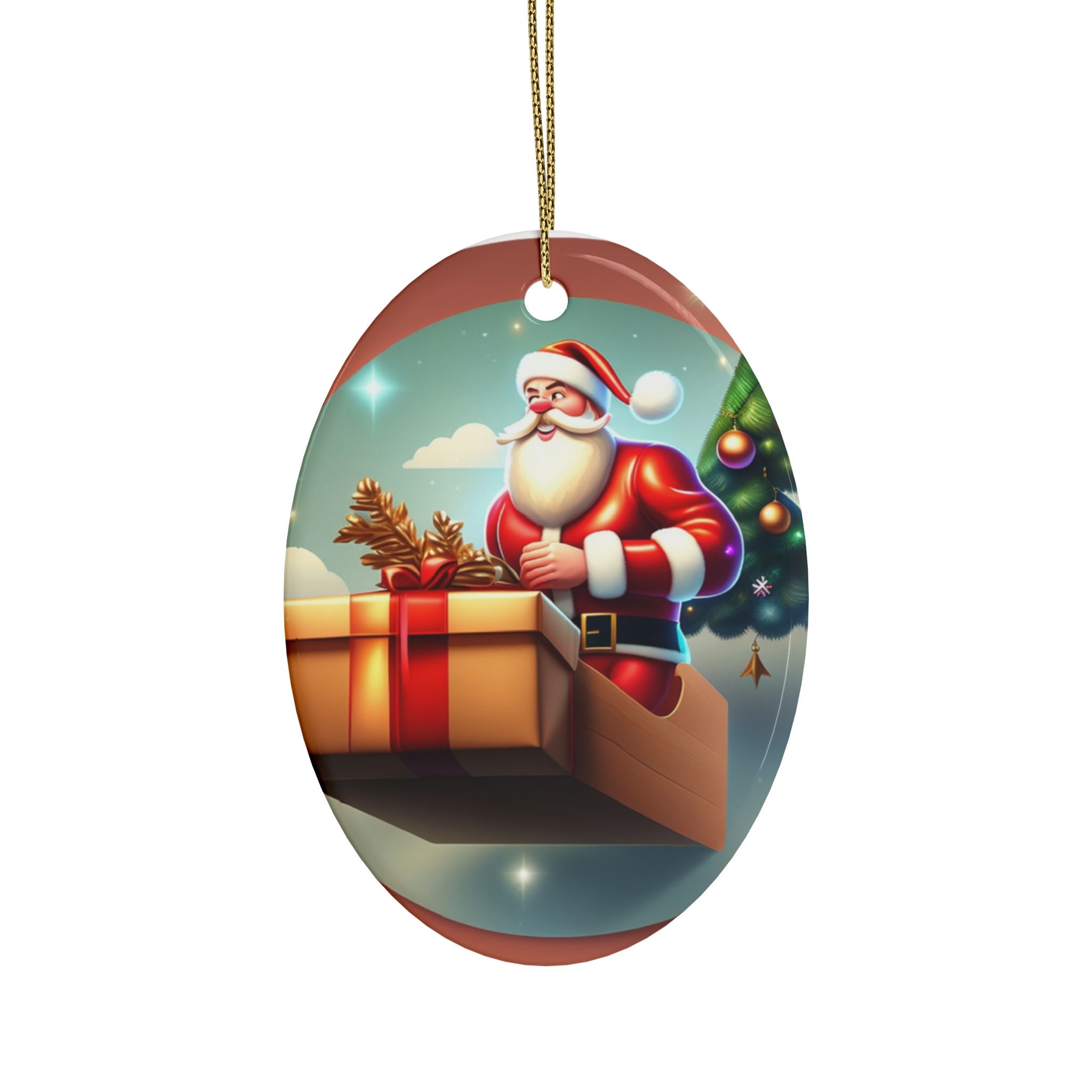 Festive Santa Ceramic Ornaments - Holiday Decor, Christmas Tree Decorations, Personalized Gifts, Stocking Stuffers, Winter Celebrations