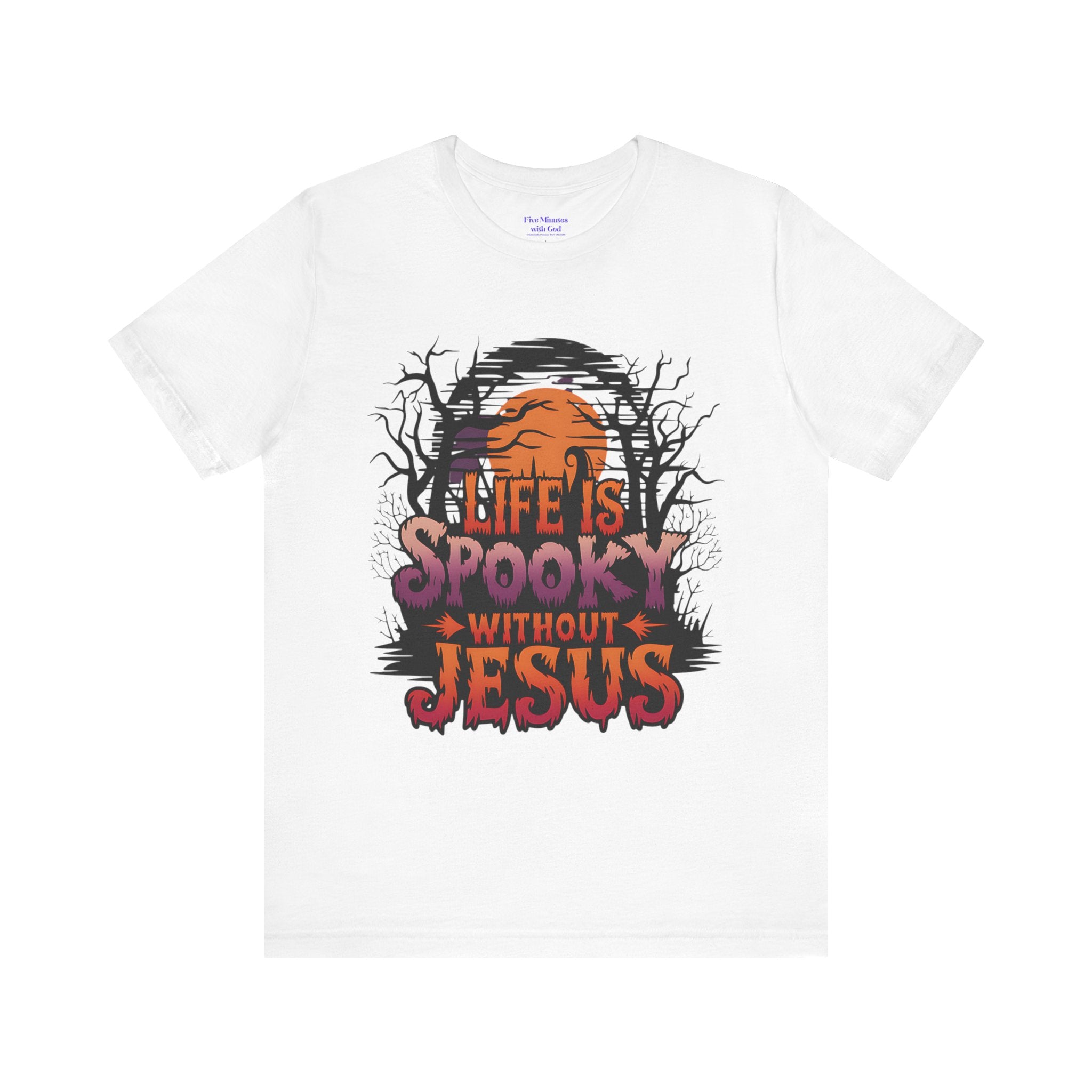 Spooky Jesus Tee - Short Sleeve Unisex Jersey Shirt, Halloween Apparel, Faith-Based Gift, Casual Wear, Everyday Comfort