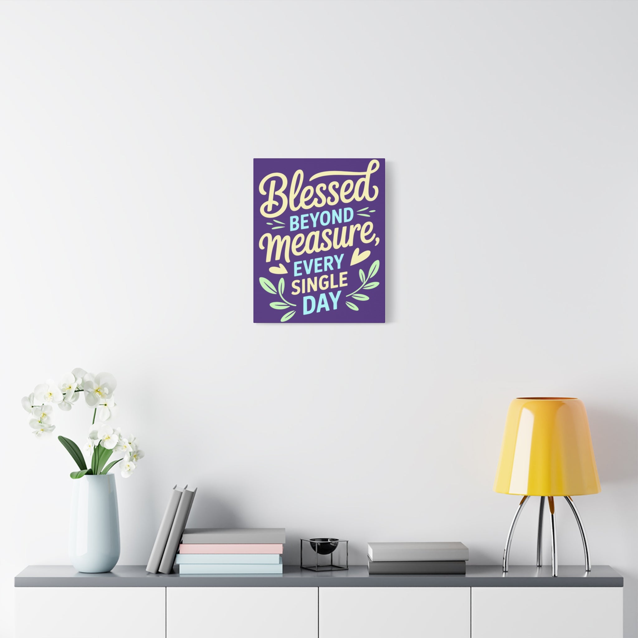 Purple Inspirational Wall Art, Blessed Beyond Measure Canvas, Uplifting Home Decor, Positive Quote Artwork, Gift for Friends & Family