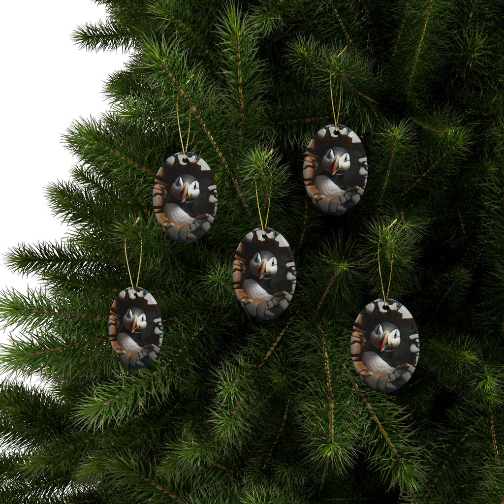Whimsical Puffin Ceramic Ornaments, Holiday Decor, Unique Gift, Tree Decoration, Home & Garden, Nature Lover's Gift