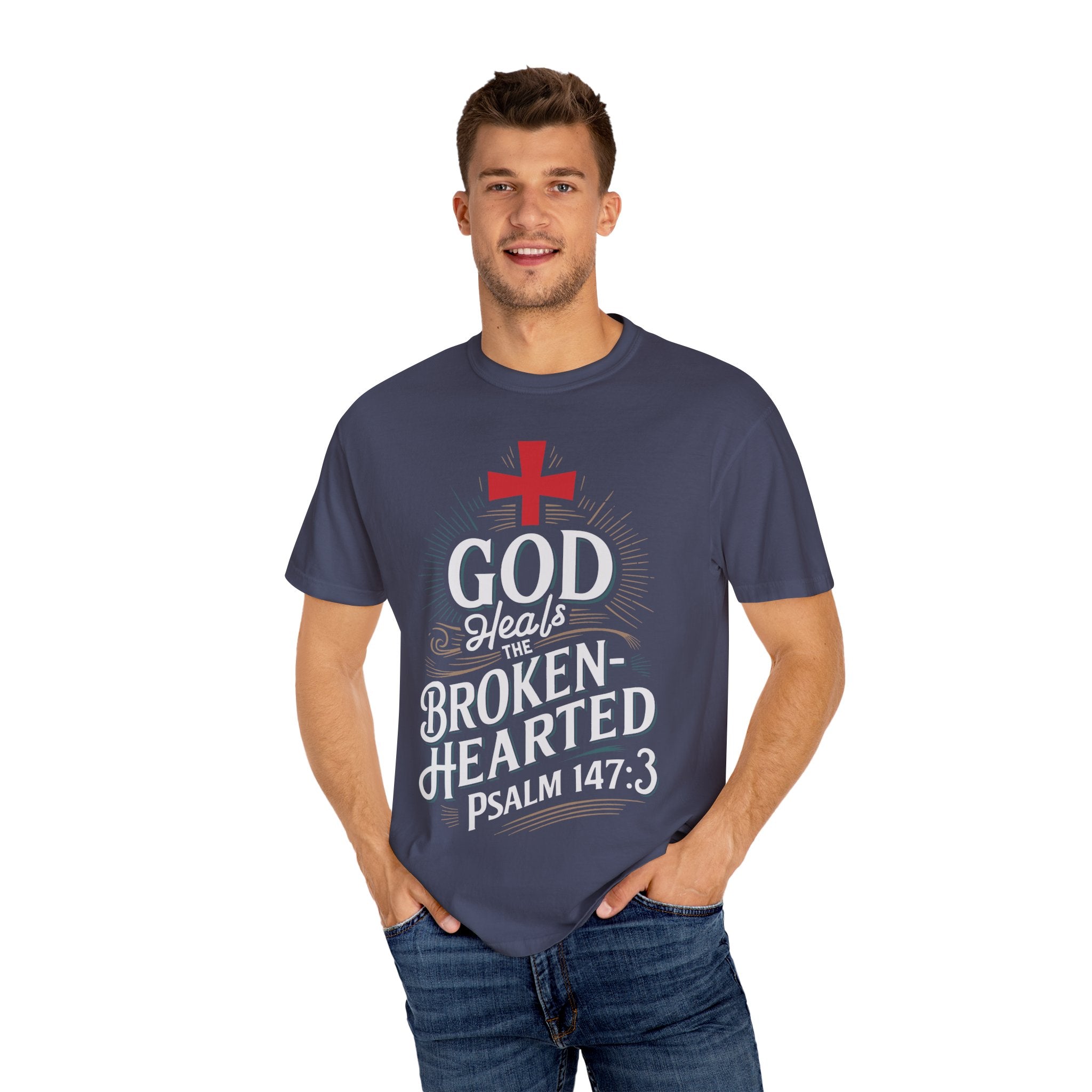 Faith-Inspired Unisex T-Shirt, God Heals The Broken-Hearted Tee