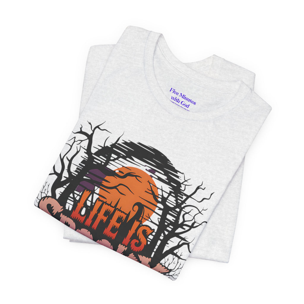 Spooky Jesus Tee - Short Sleeve Unisex Jersey Shirt, Halloween Apparel, Faith-Based Gift, Casual Wear, Everyday Comfort