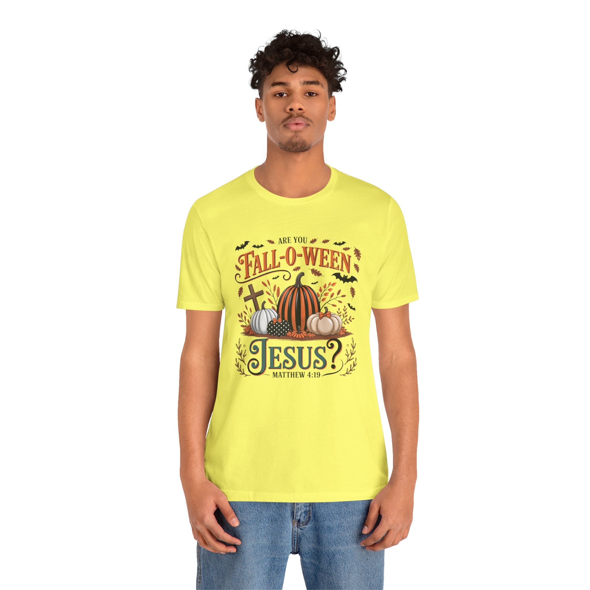 Fall-O-Ween Jesus Tee, Funny Fall T-Shirt, Unisex Pumpkin Shirt, Halloween Christian Top, Autumn Graphic Tee, Religious Casual Wear