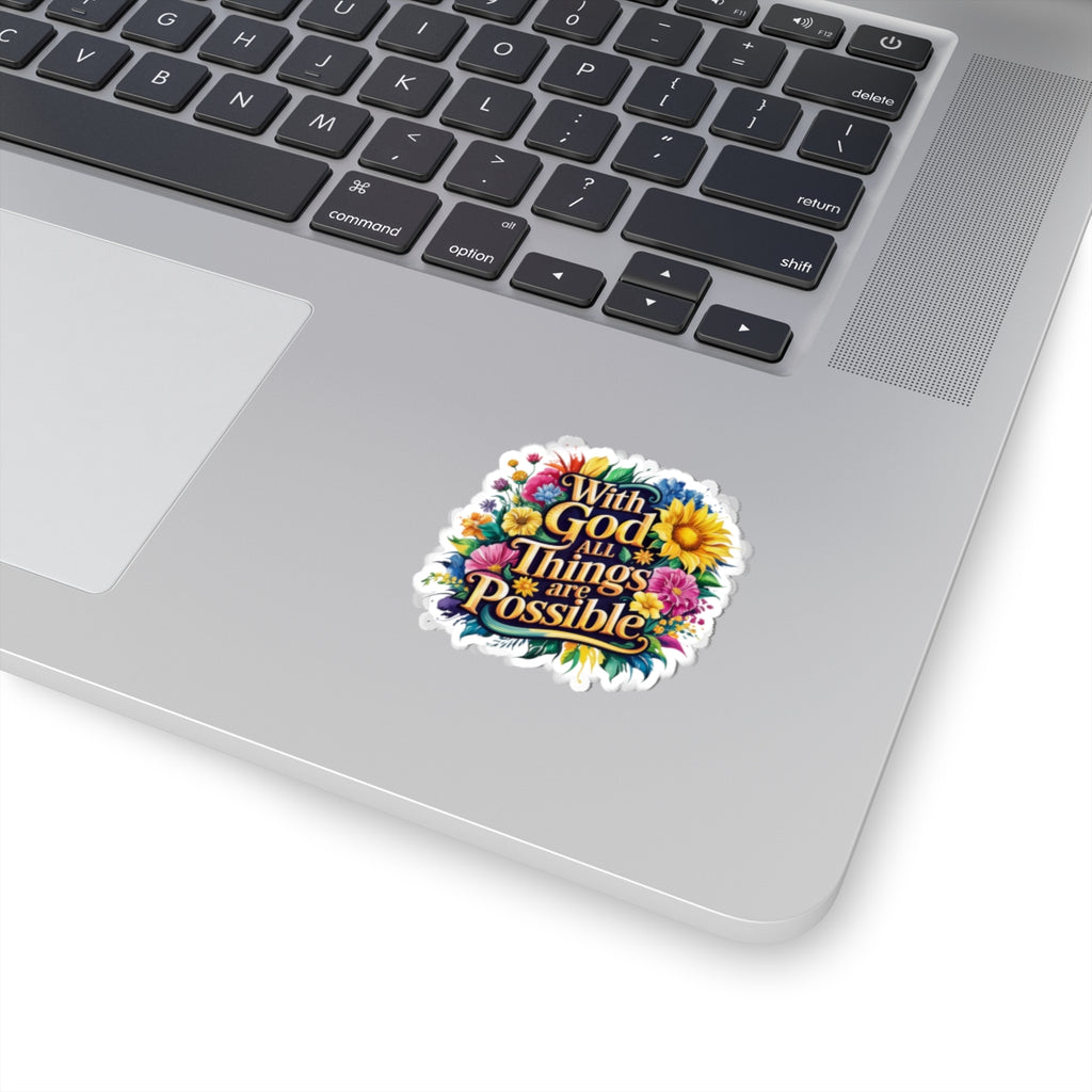Inspirational Floral Kiss-Cut Stickers, Motivational Decals, Bible Verse Stickers, Christian Gifts, Laptop Stickers, Cheerful Home Decor