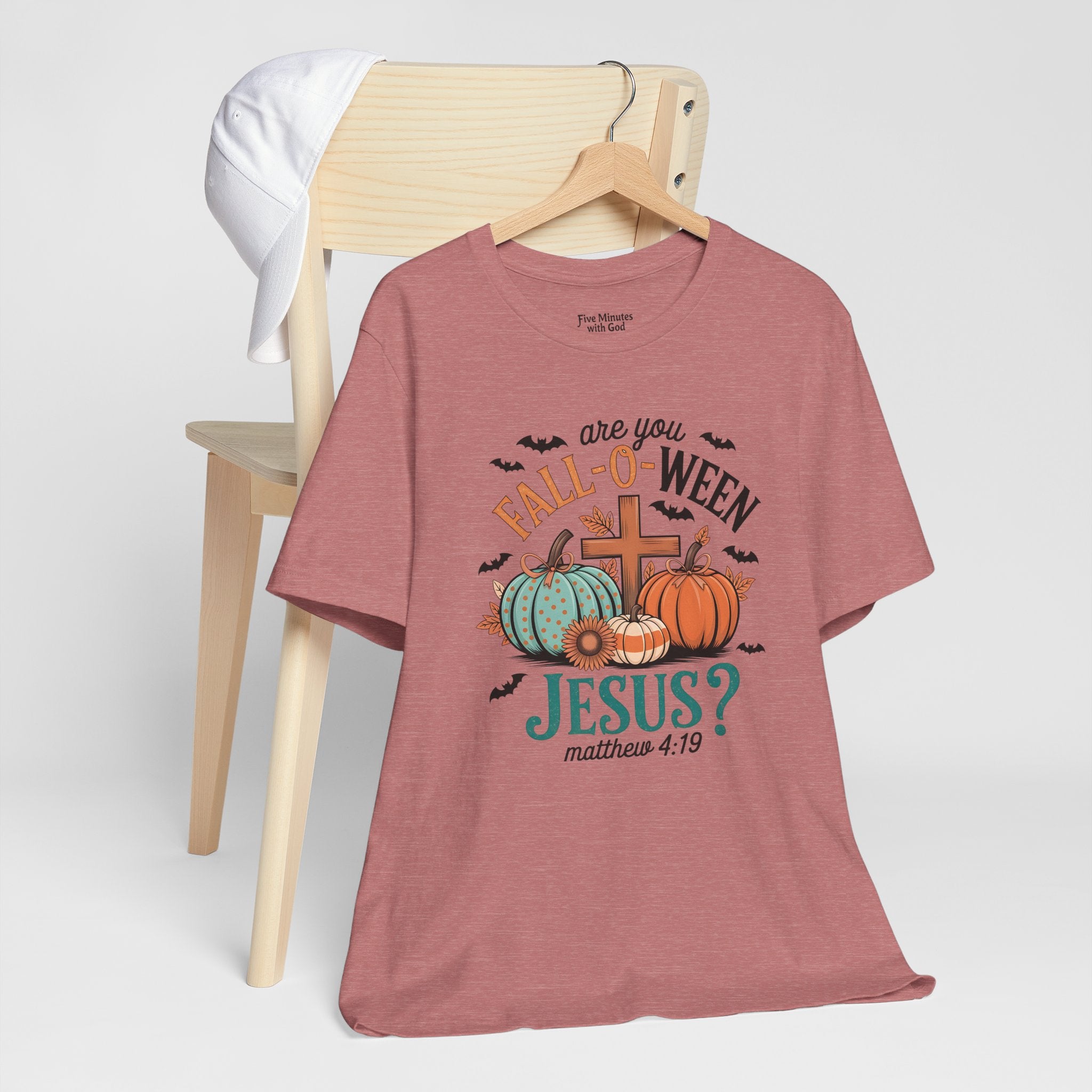 Fall-Themed Jesus T-Shirt, Unisex Short Sleeve Tee, Christian Apparel, Autumn Wear, Pumpkin Design, Halloween Celebration