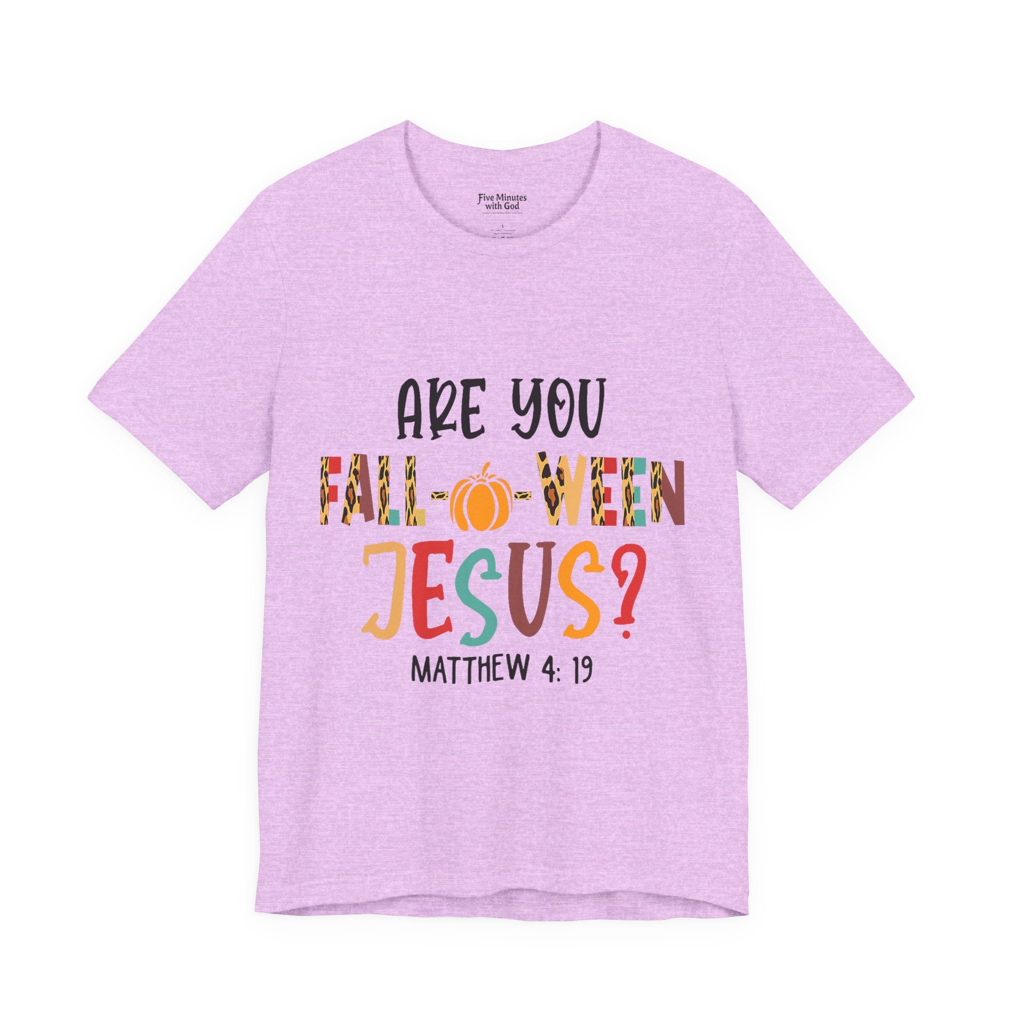 Fall-Themed Jesus Tee | Unisex Jersey Short Sleeve T-Shirt, Halloween Church Wear, Faith-Based Gift, Cozy Casual Top