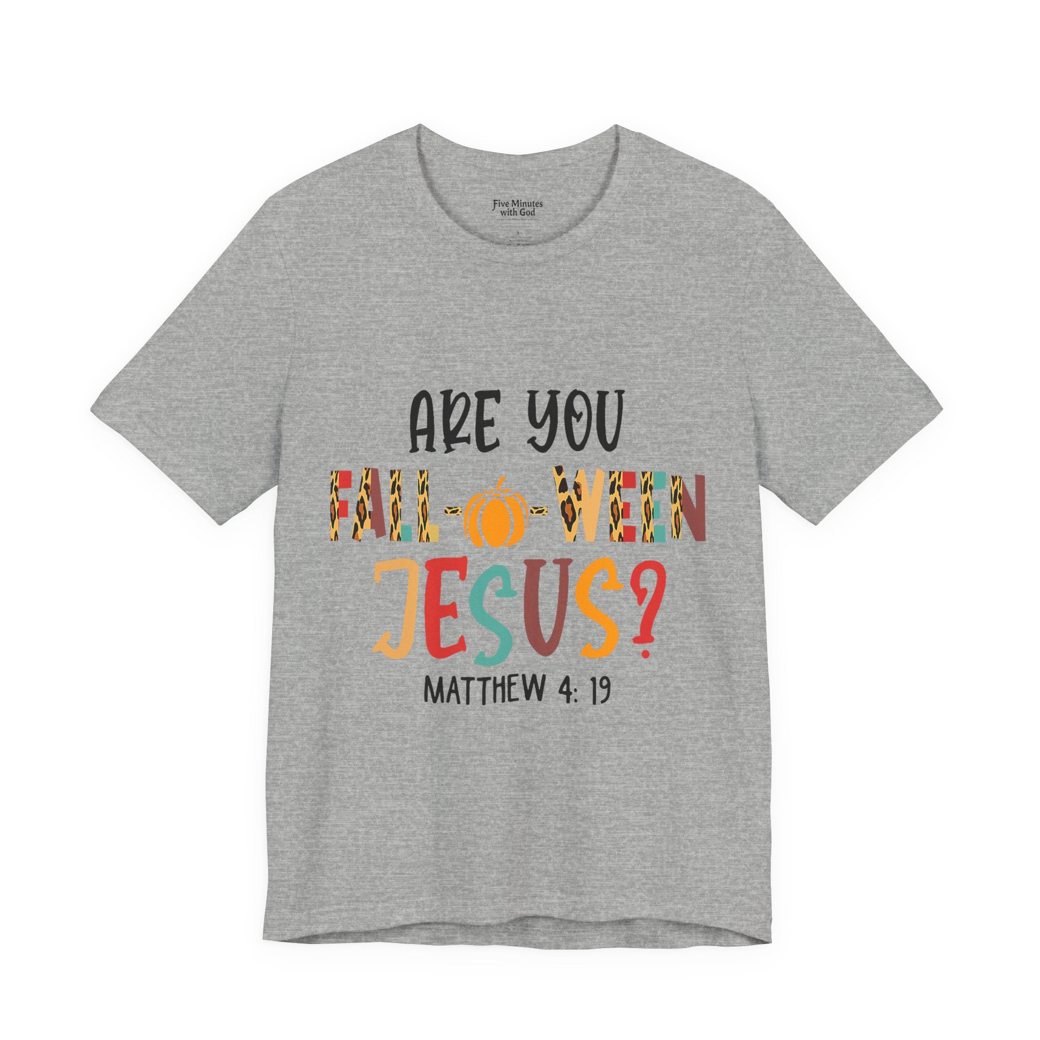Fall-Themed Jesus Tee | Unisex Jersey Short Sleeve T-Shirt, Halloween Church Wear, Faith-Based Gift, Cozy Casual Top