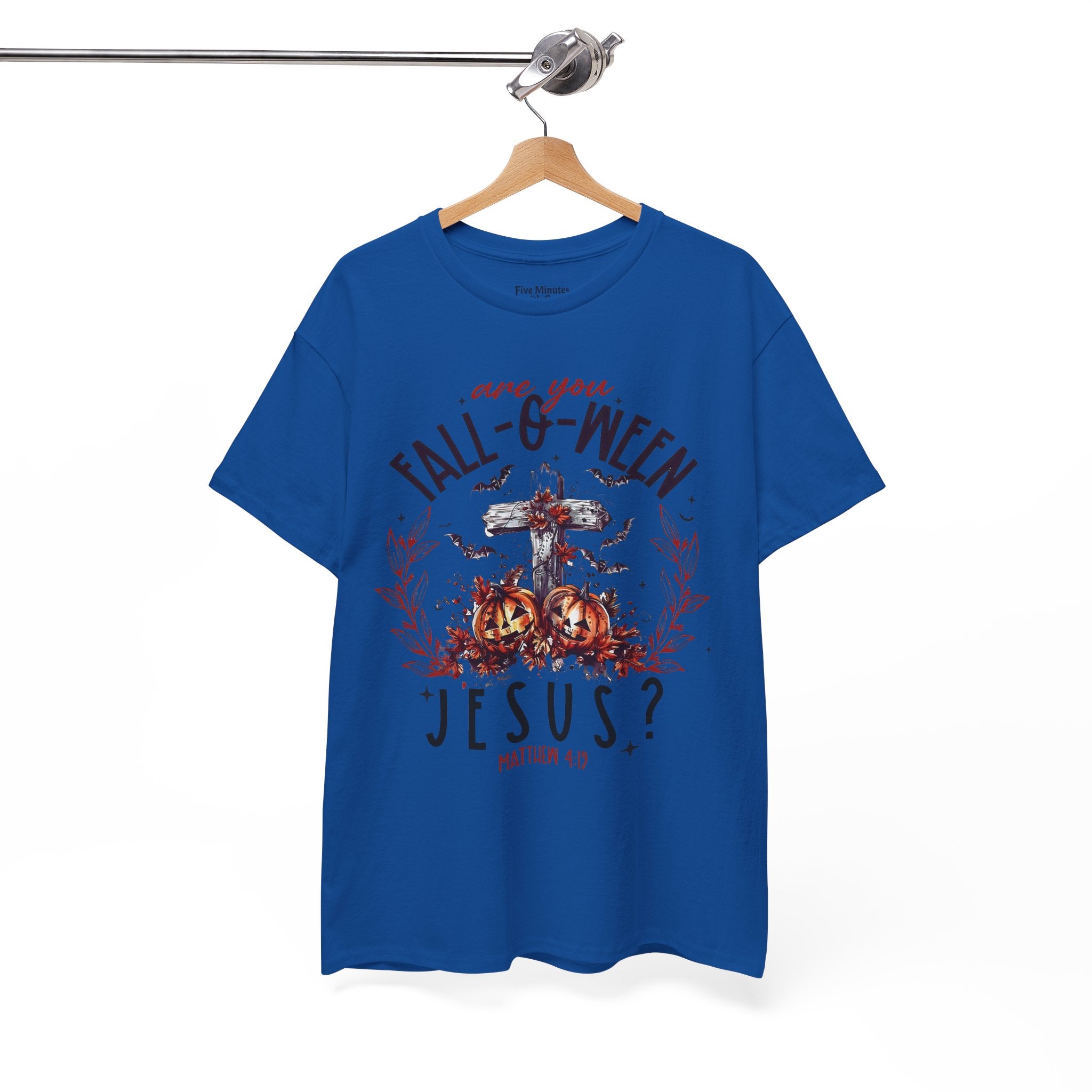 Fall-O-Ween Jesus Unisex Heavy Cotton Tee, Halloween Shirt, Christian T-Shirt, Autumn Apparel, Gift for Him/Her