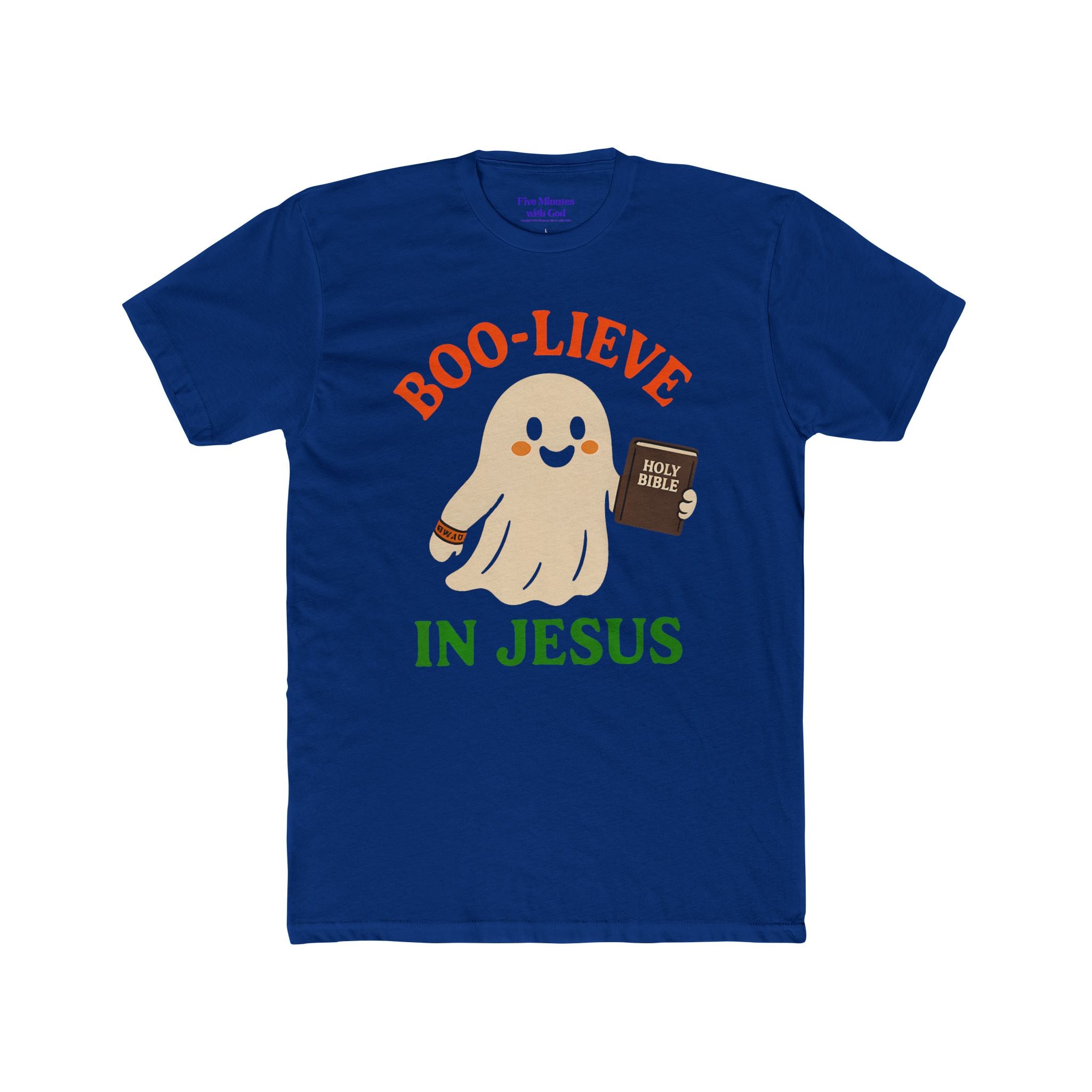 Boo-lieving Ghost Unisex Cotton Crew Tee, Halloween shirt, Jesus shirt, Christian apparel, spooky t-shirt, fun gift idea