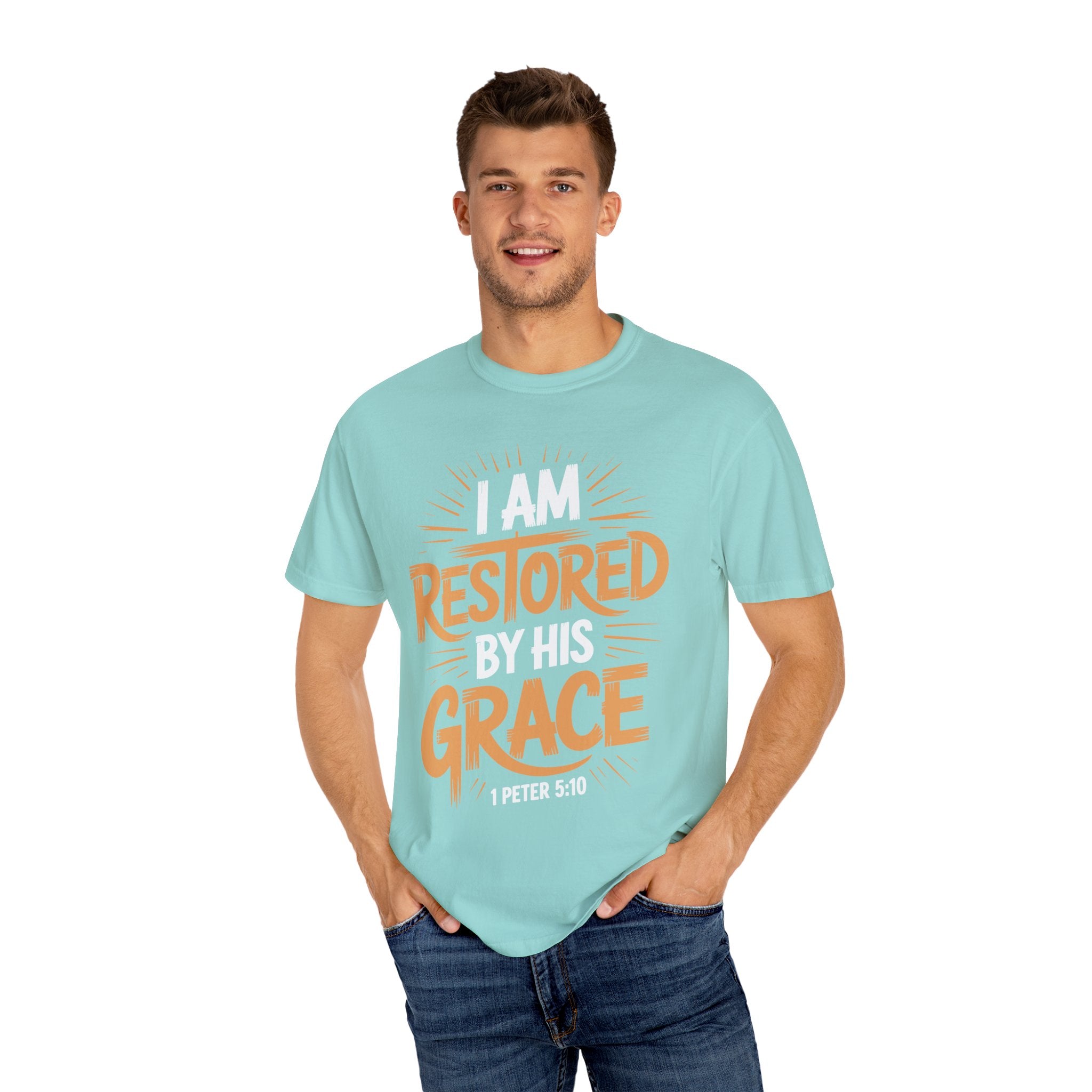 I Am Restored By His Grace Inspirational Graphic Tee