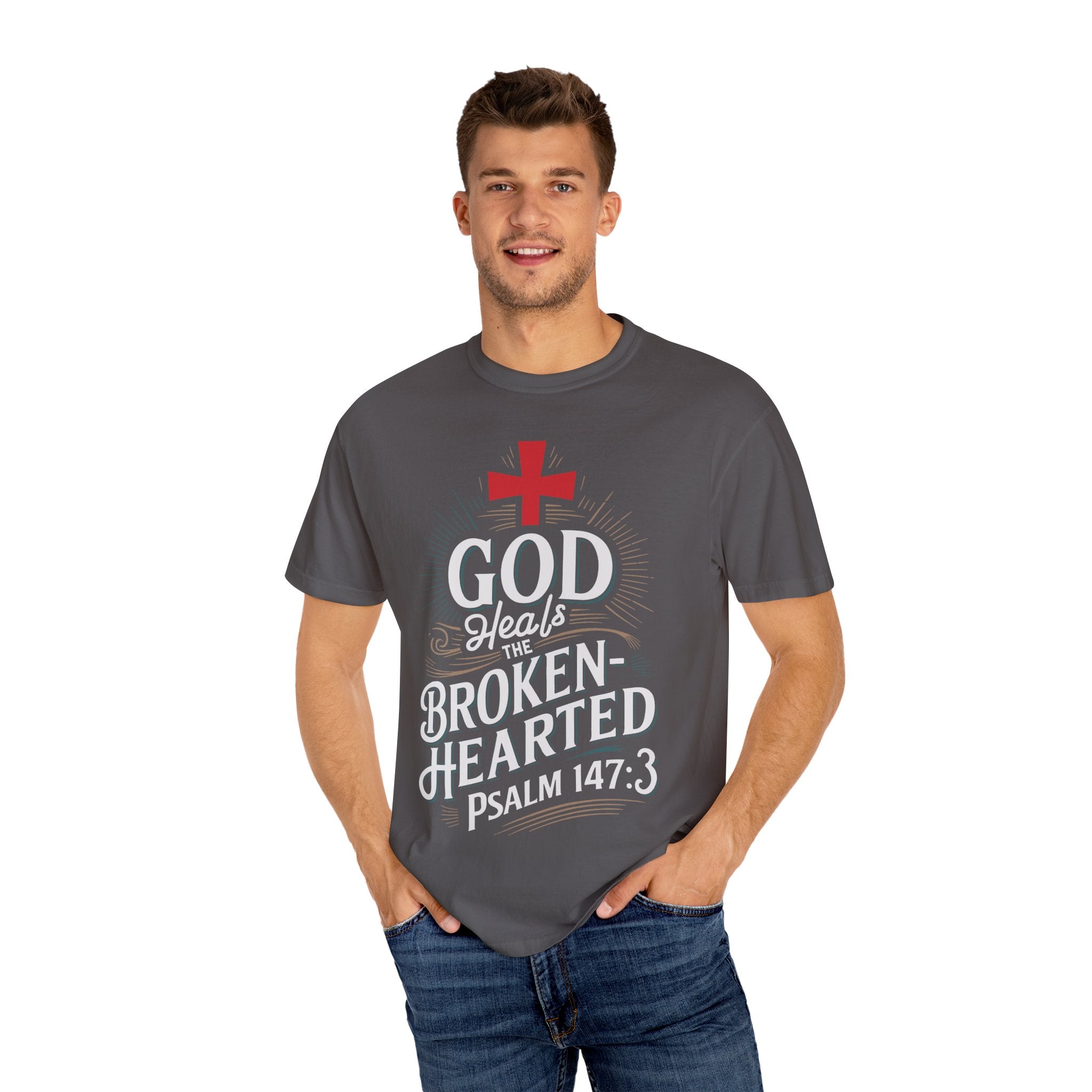 Faith-Inspired Unisex T-Shirt, God Heals The Broken-Hearted Tee