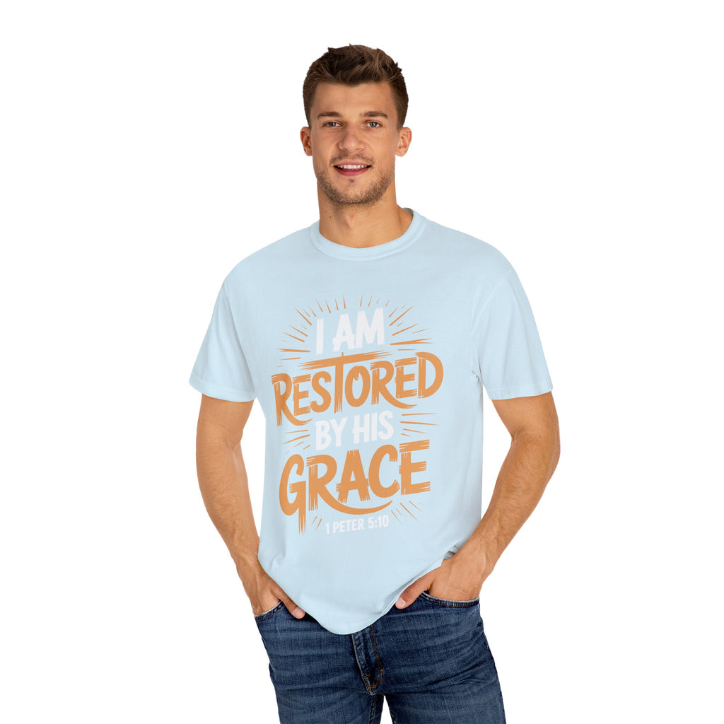 I Am Restored By His Grace Inspirational Graphic Tee