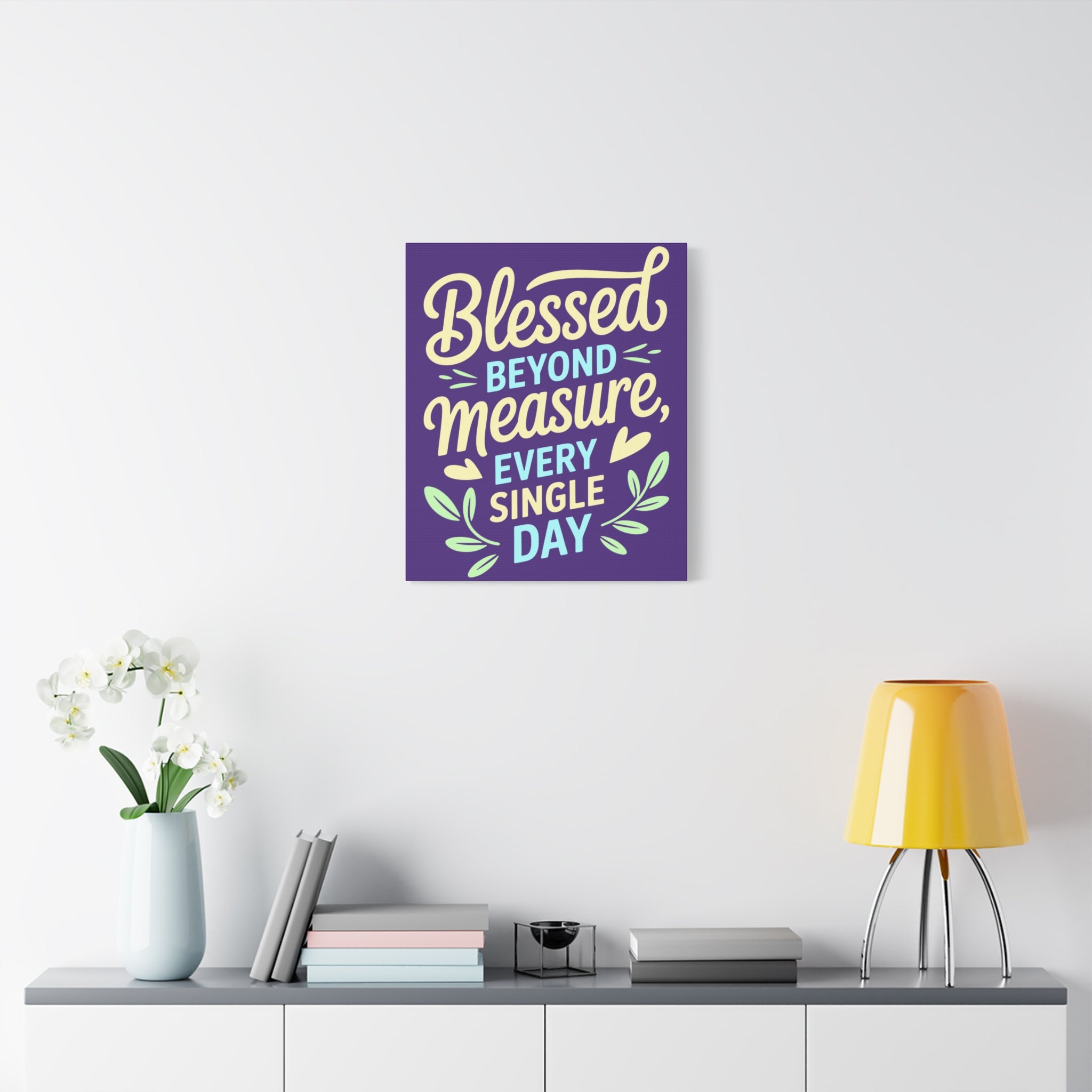 Purple Inspirational Wall Art, Blessed Beyond Measure Canvas, Uplifting Home Decor, Positive Quote Artwork, Gift for Friends & Family