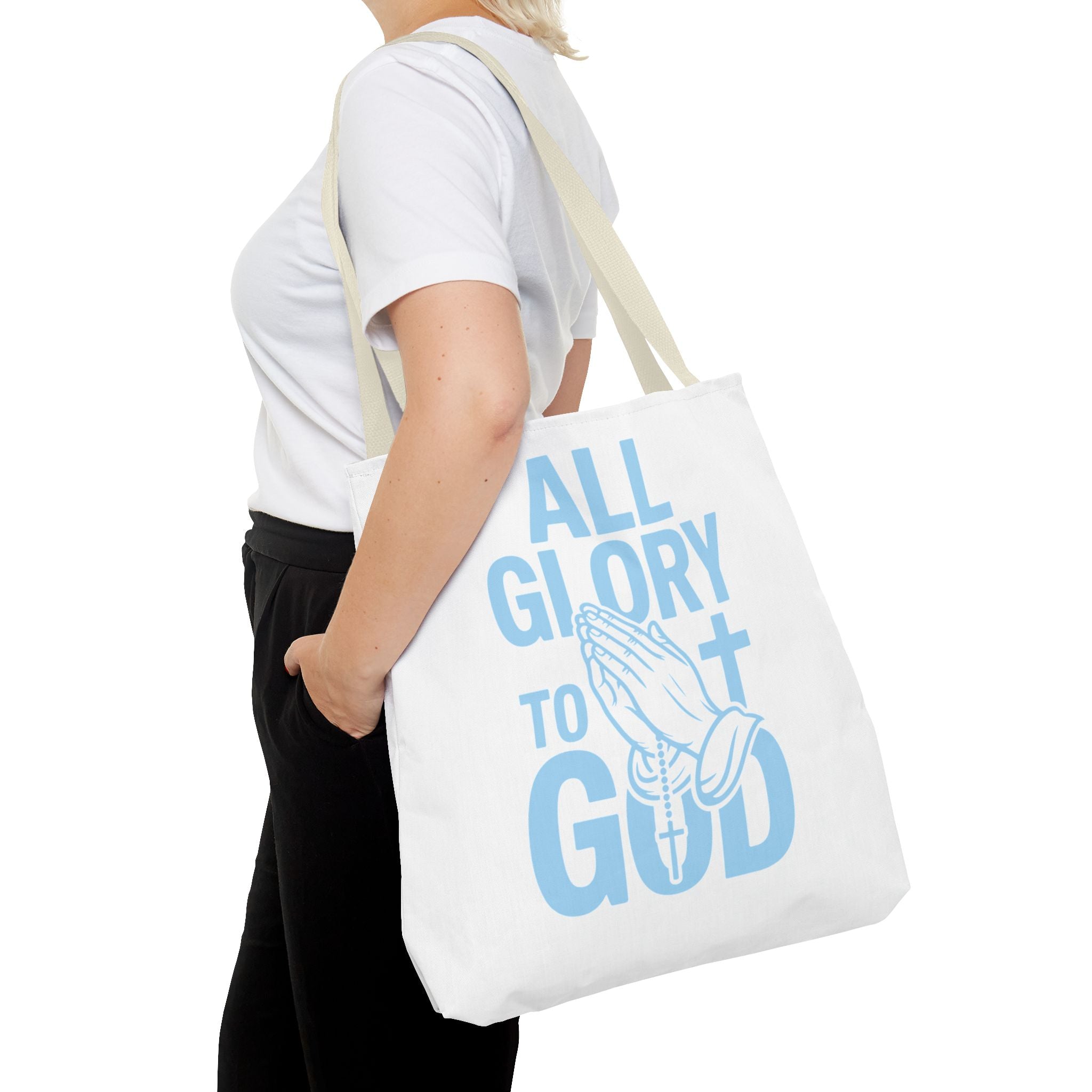 Faith-Inspired Tote Bag, All Glory to God, Christian Gift, Reusable Shopping Bag, Inspirational Tote, Church Event Carryall