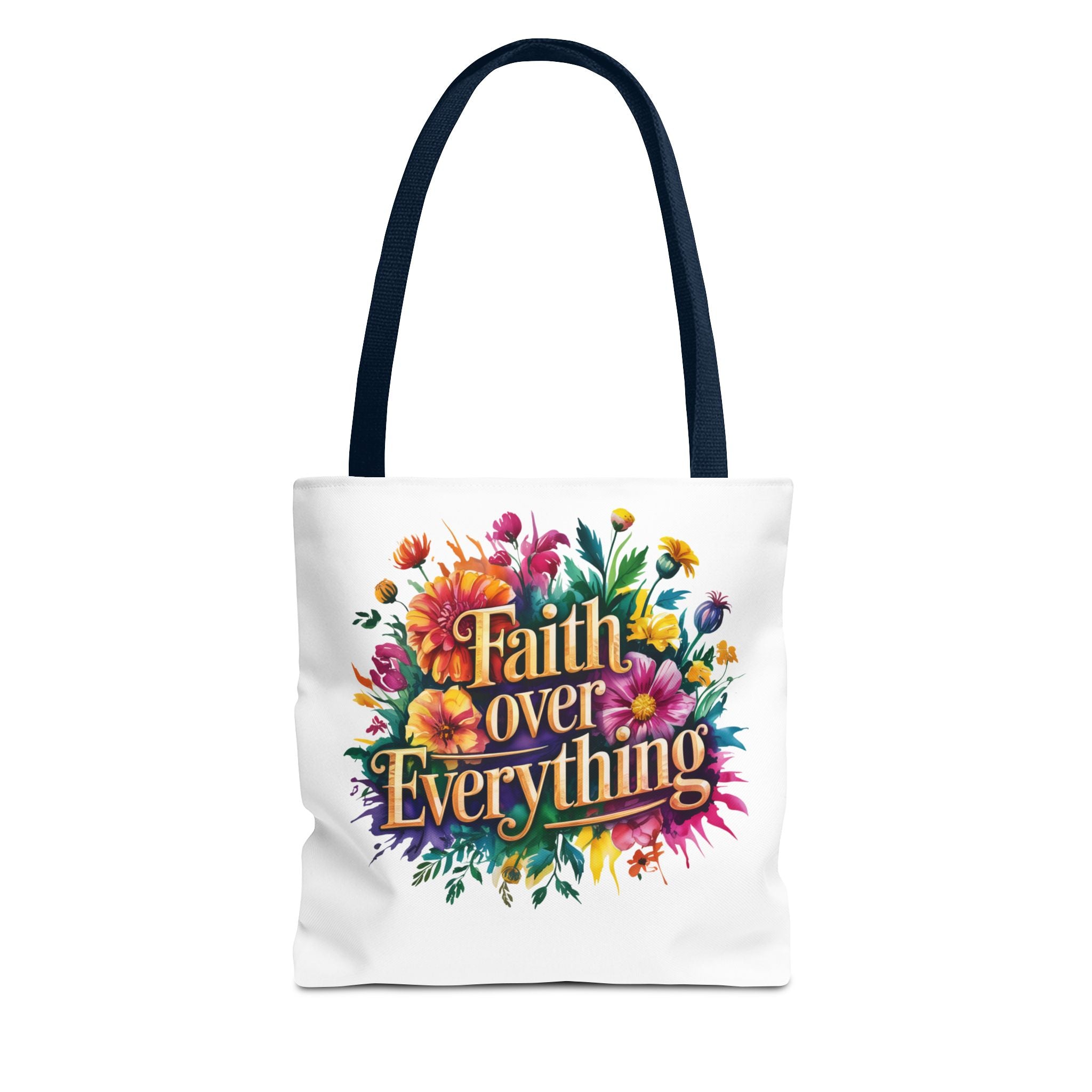 Faith Over Everything Tote Bag - Personalized Floral Design, Gift for Her, Everyday Use, Eco-Friendly Shopping, Inspirational Quote