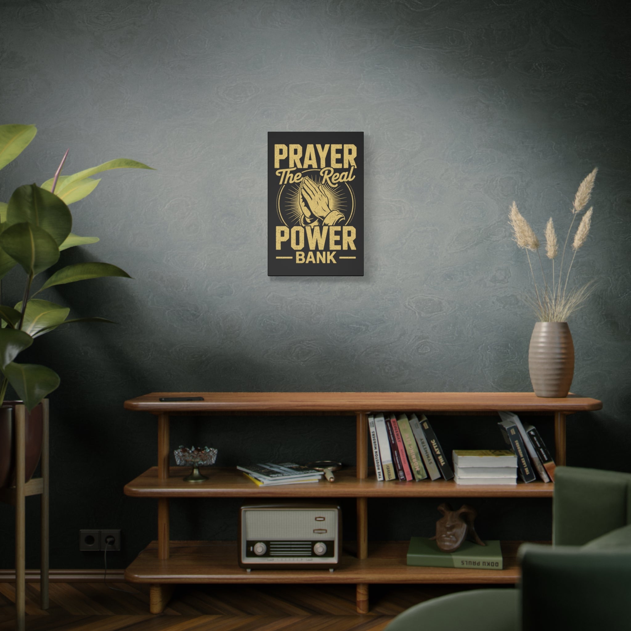 Matte Canvas Wall Art - 'Prayer The Real Power Bank'