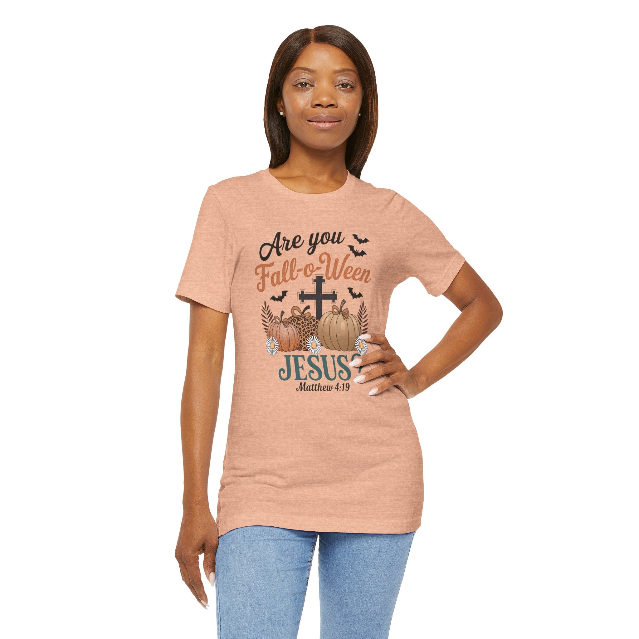 Fall-themed Christian Tee, Are You Fall-o-Ween Jesus?, Unisex Halloween Shirt, Autumn Faith T-Shirt, Pumpkin Design Top
