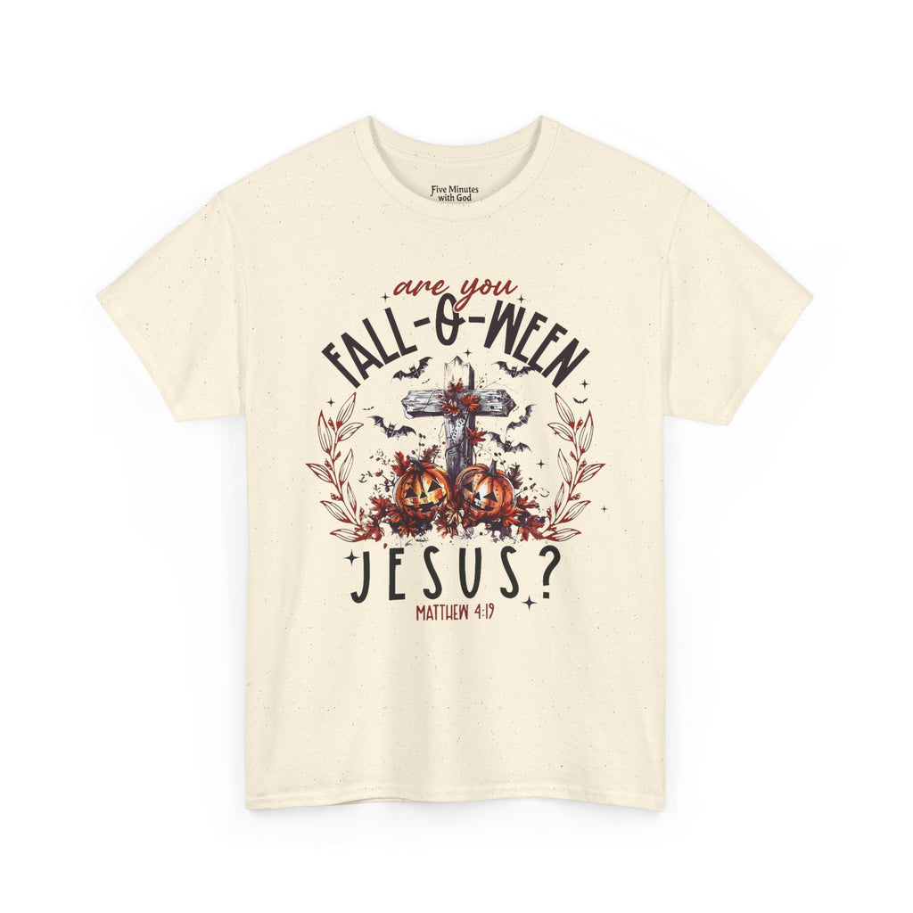 Fall-O-Ween Jesus Unisex Heavy Cotton Tee, Halloween Shirt, Christian T-Shirt, Autumn Apparel, Gift for Him/Her