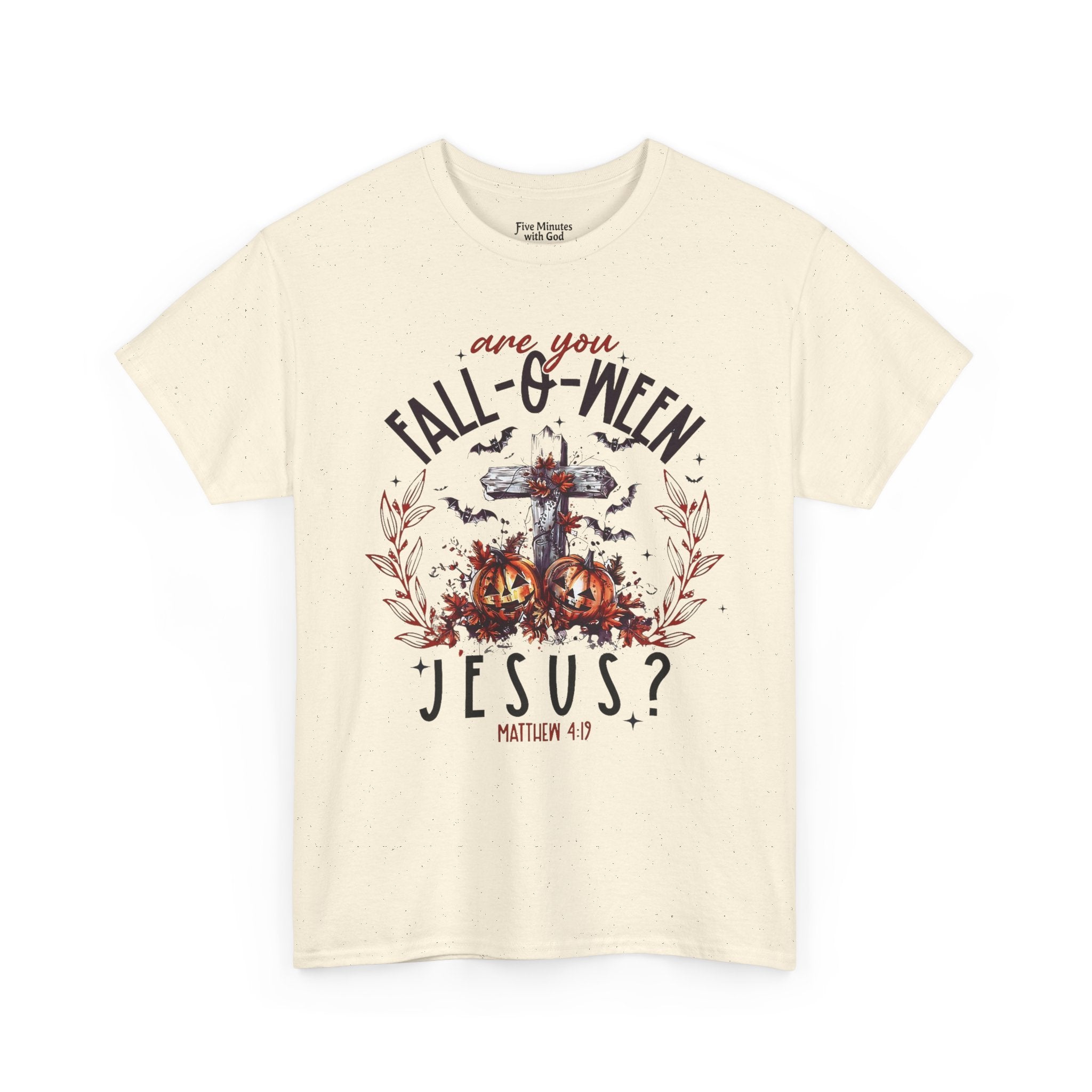 Fall-O-Ween Jesus Unisex Heavy Cotton Tee, Halloween Shirt, Christian T-Shirt, Autumn Apparel, Gift for Him/Her