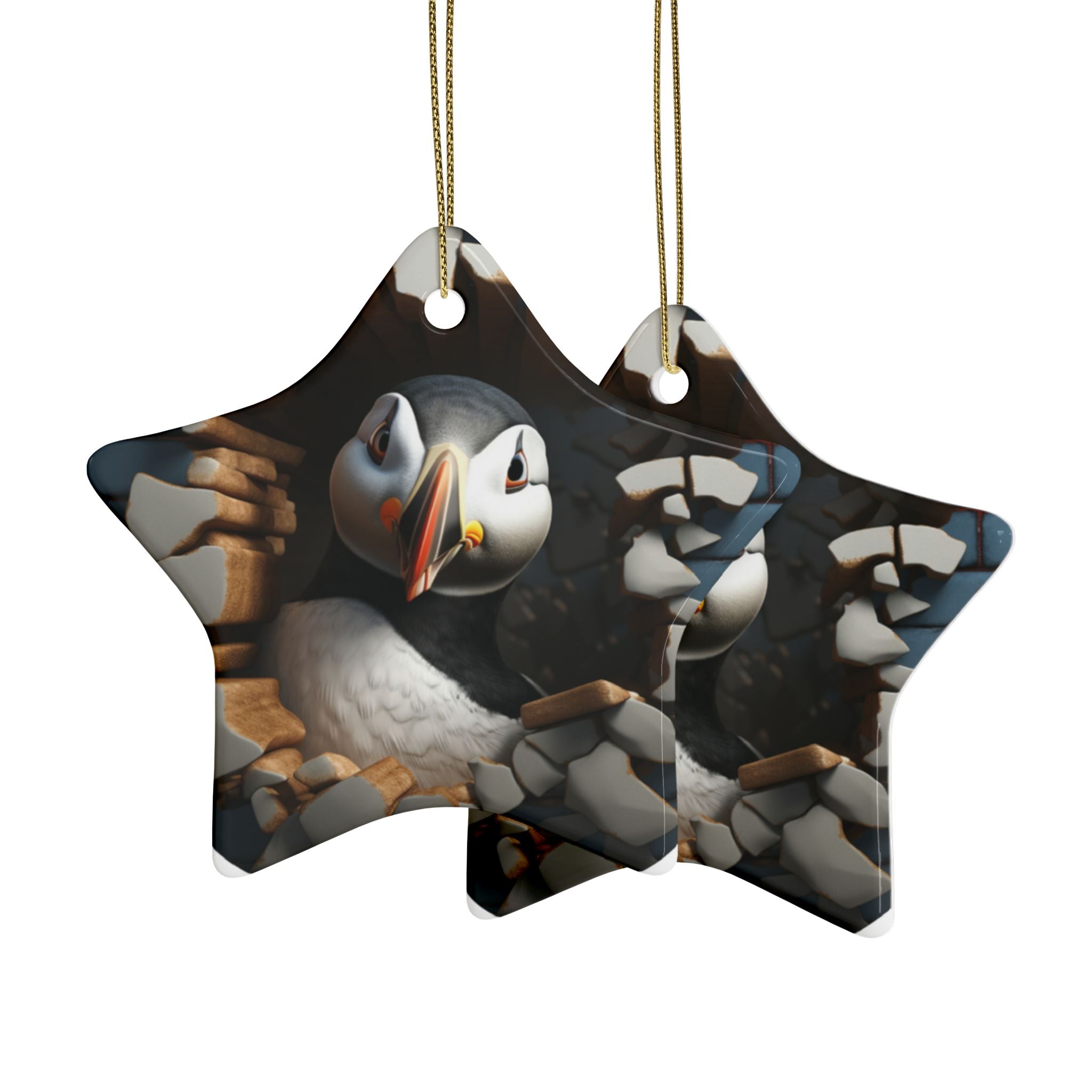 Whimsical Puffin Ceramic Ornaments, Holiday Decor, Unique Gift, Tree Decoration, Home & Garden, Nature Lover's Gift