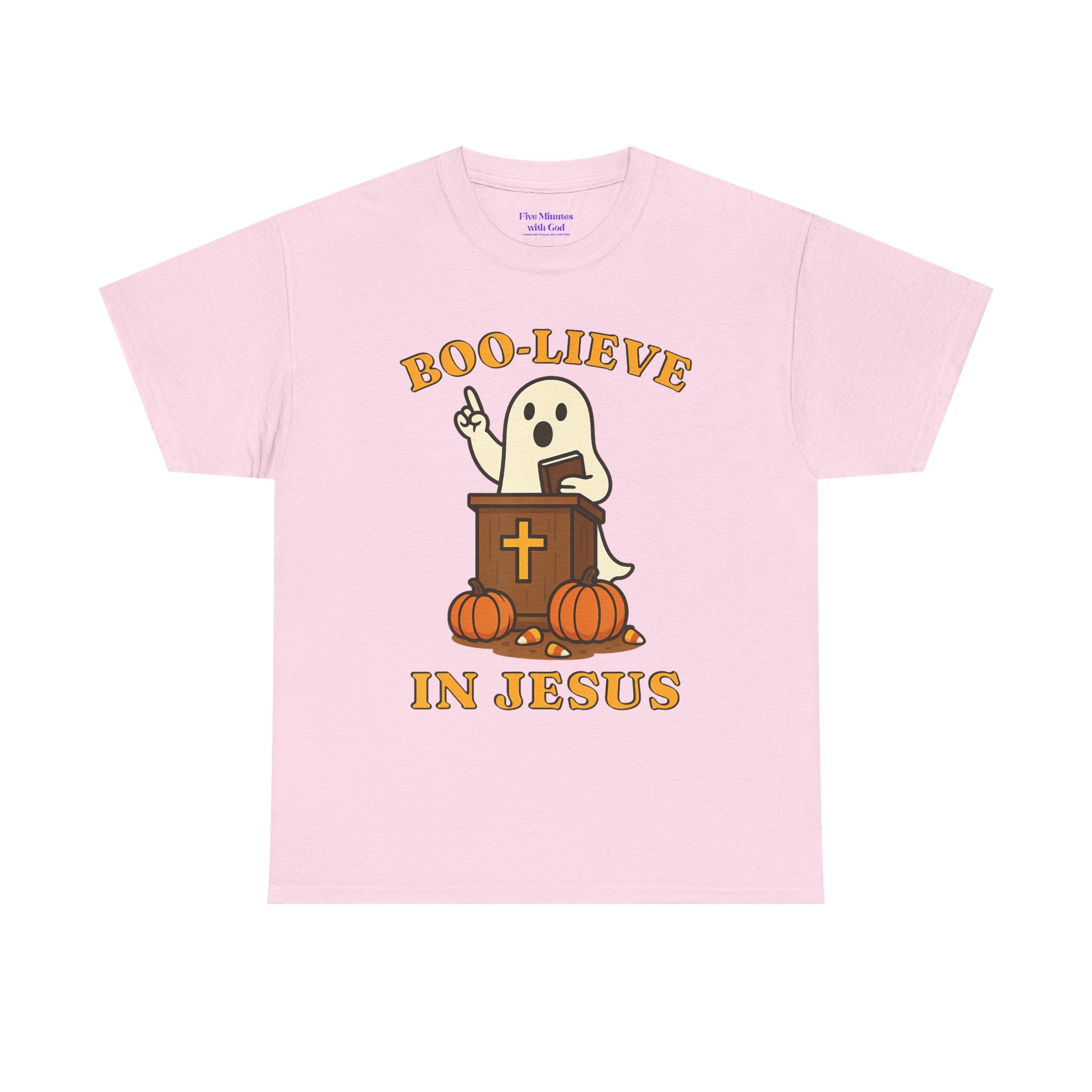 Boo-Lieve in Jesus Tee, Halloween Shirt, Unisex Cotton Tee, Fall Fashion, Religious T-Shirt, Spooky Season Apparel