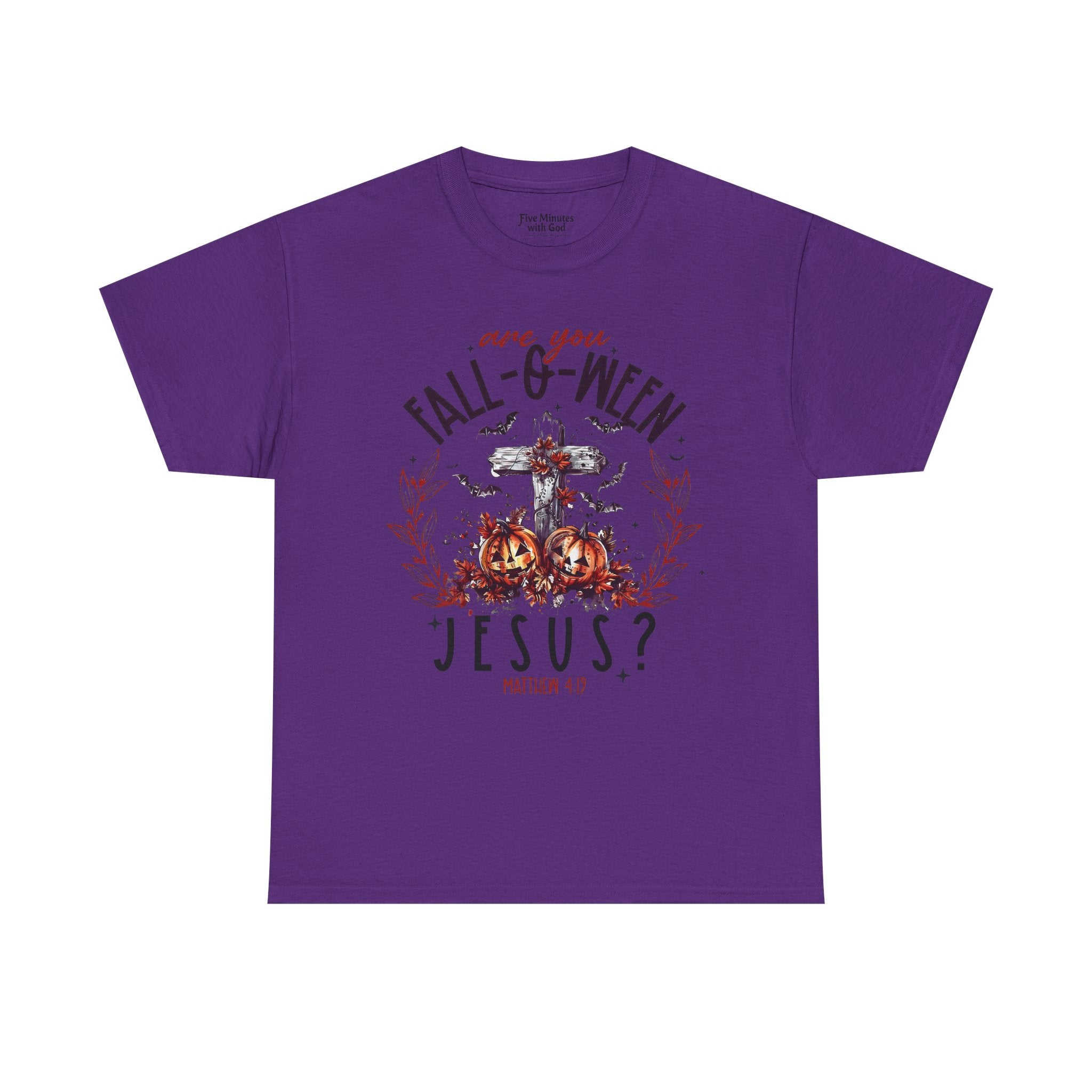 Fall-O-Ween Jesus Unisex Heavy Cotton Tee, Halloween Shirt, Christian T-Shirt, Autumn Apparel, Gift for Him/Her