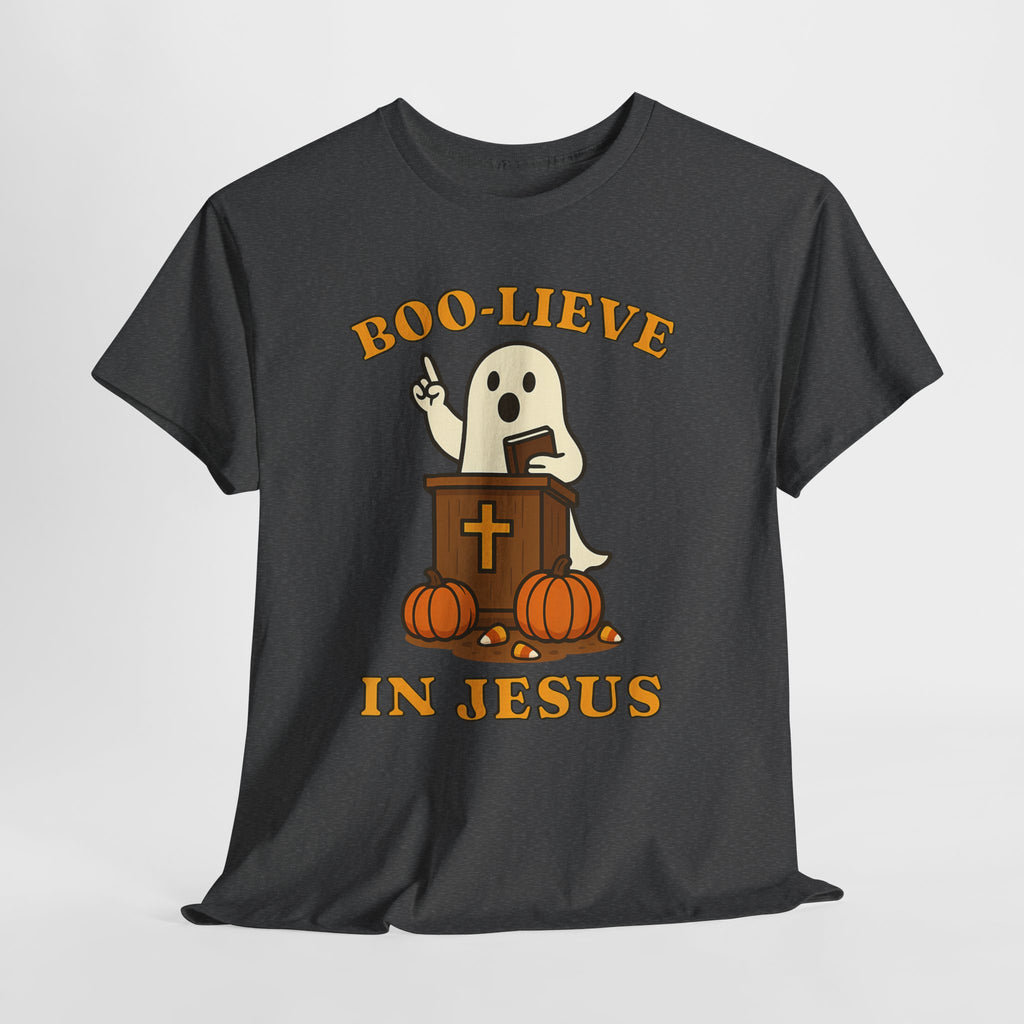 Boo-Lieve in Jesus Tee, Halloween Shirt, Unisex Cotton Tee, Fall Fashion, Religious T-Shirt, Spooky Season Apparel