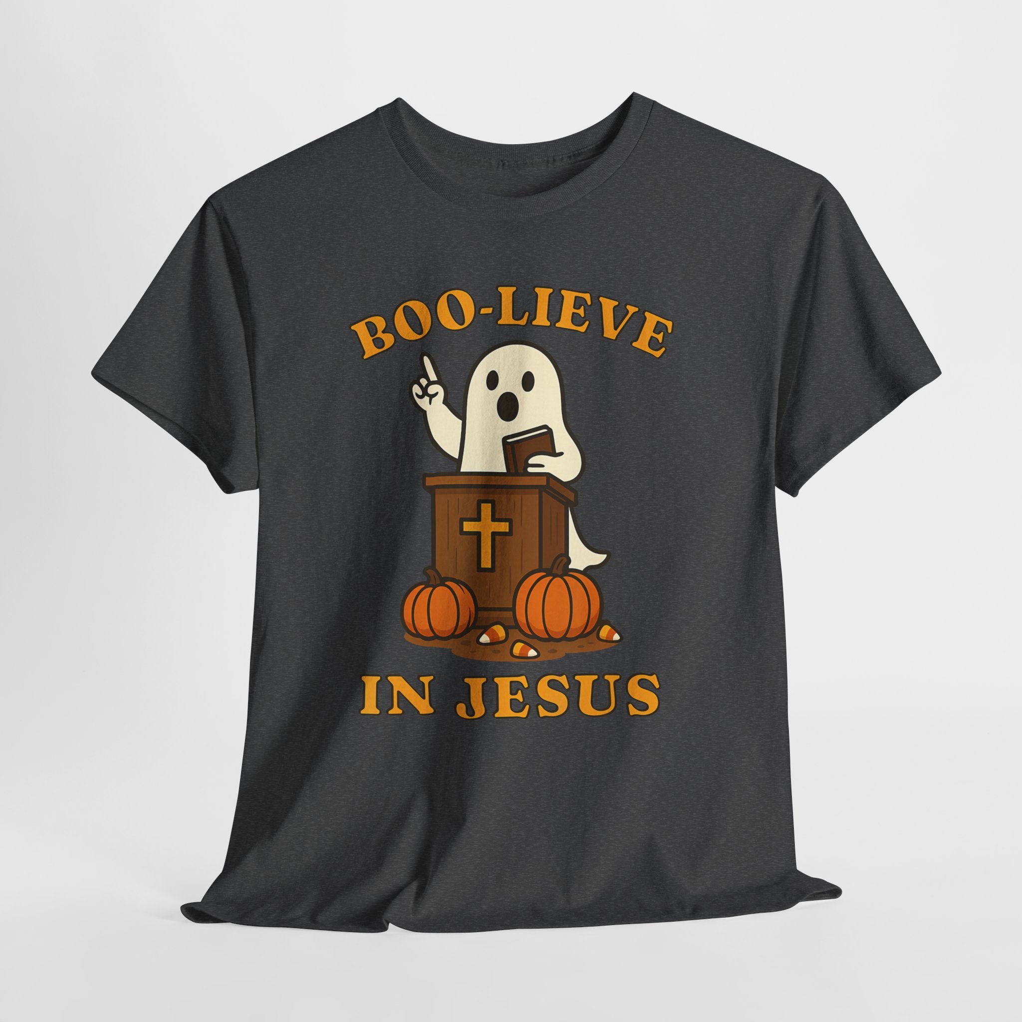 Boo-Lieve in Jesus Tee, Halloween Shirt, Unisex Cotton Tee, Fall Fashion, Religious T-Shirt, Spooky Season Apparel