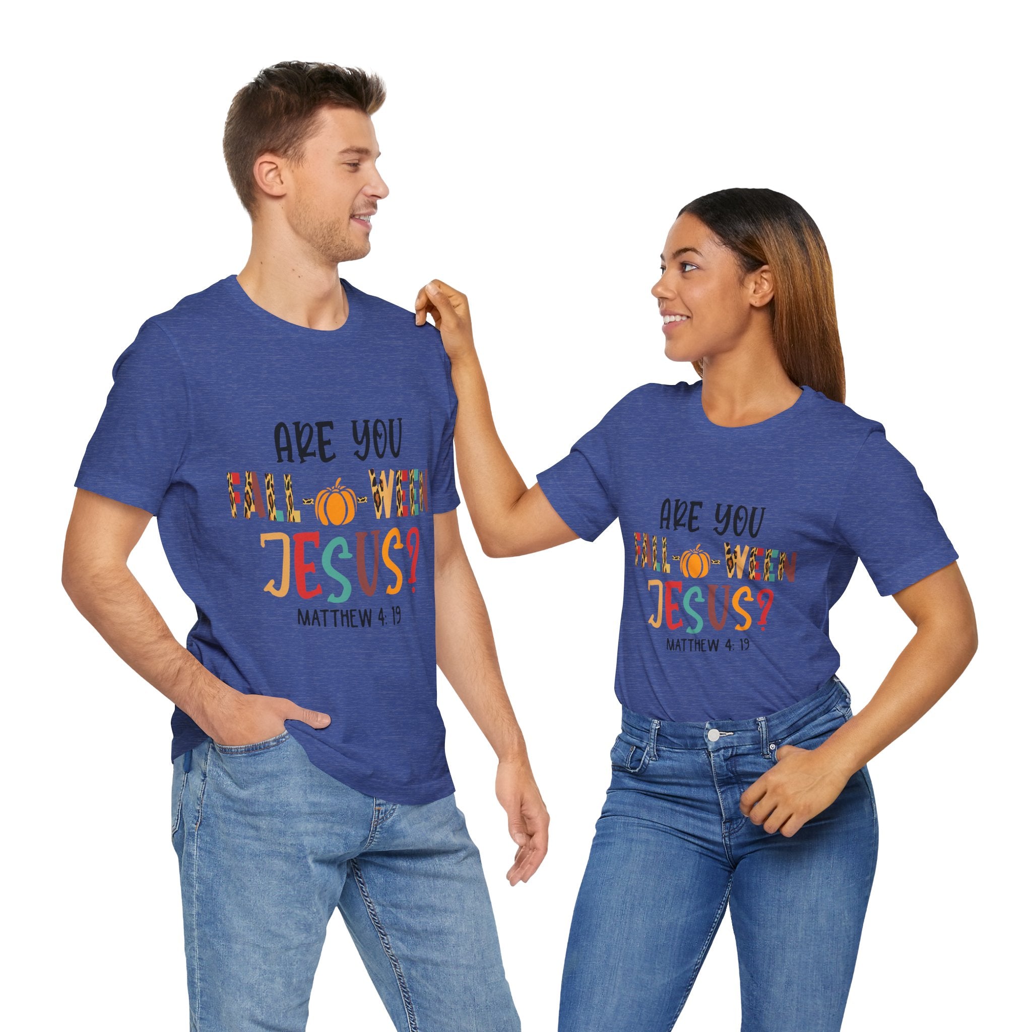 Fall-Themed Jesus Tee | Unisex Jersey Short Sleeve T-Shirt, Halloween Church Wear, Faith-Based Gift, Cozy Casual Top