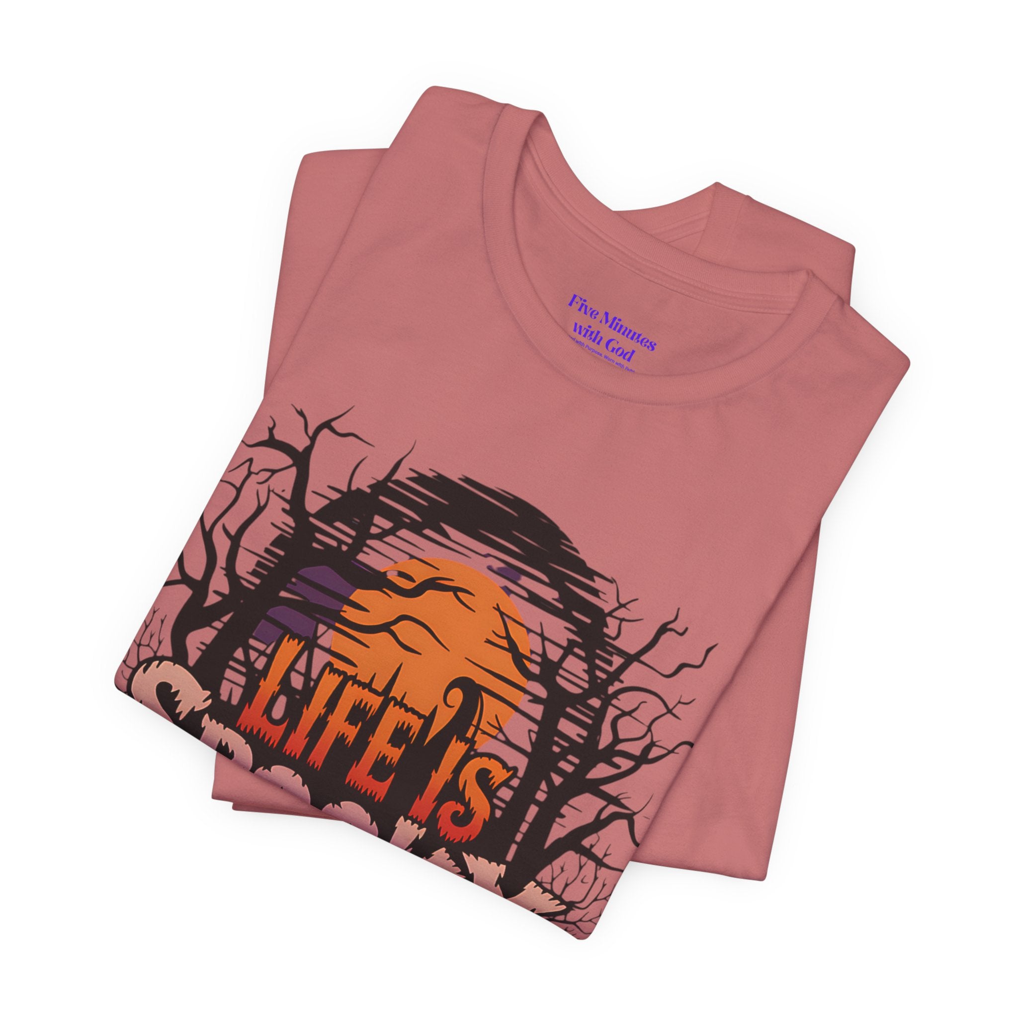 Spooky Jesus Tee - Short Sleeve Unisex Jersey Shirt, Halloween Apparel, Faith-Based Gift, Casual Wear, Everyday Comfort